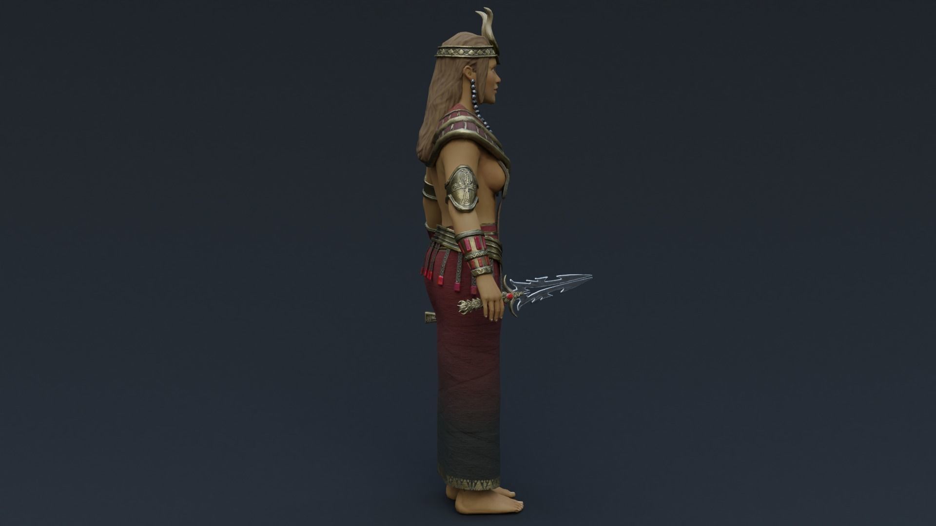God Isis Low-poly 3D model_6