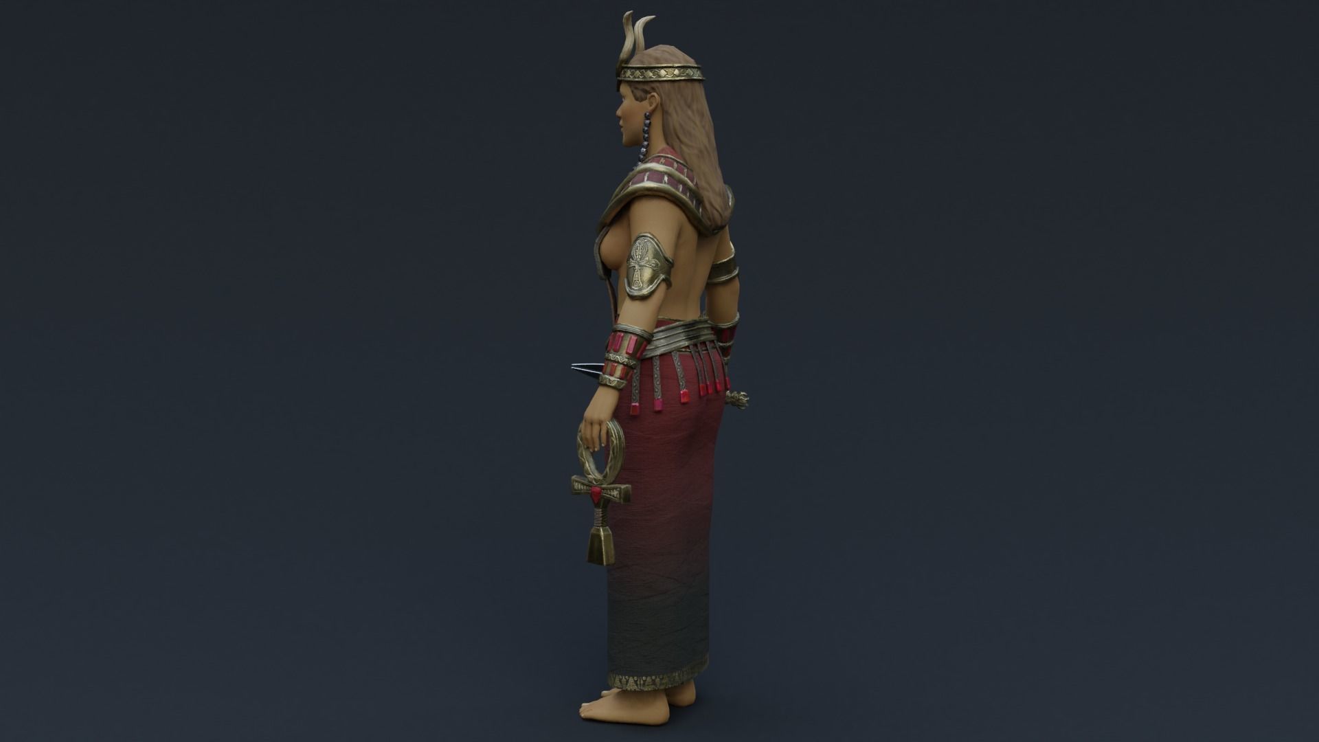 God Isis Low-poly 3D model_10