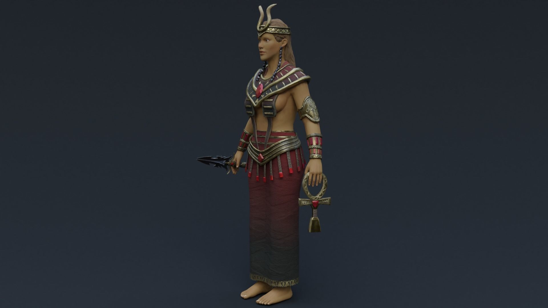 God Isis Low-poly 3D model_12