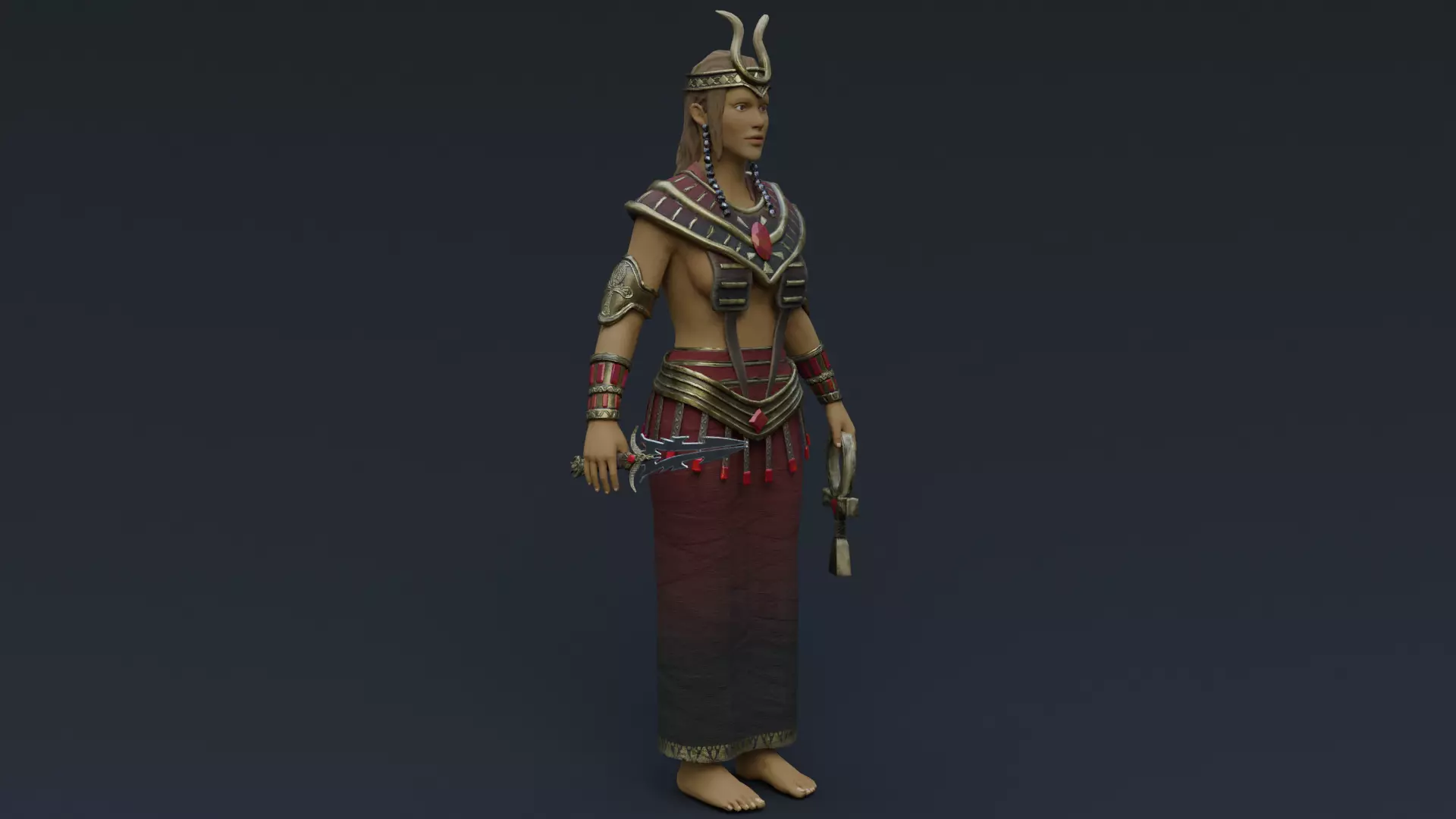 God Isis Low-poly 3D model_0