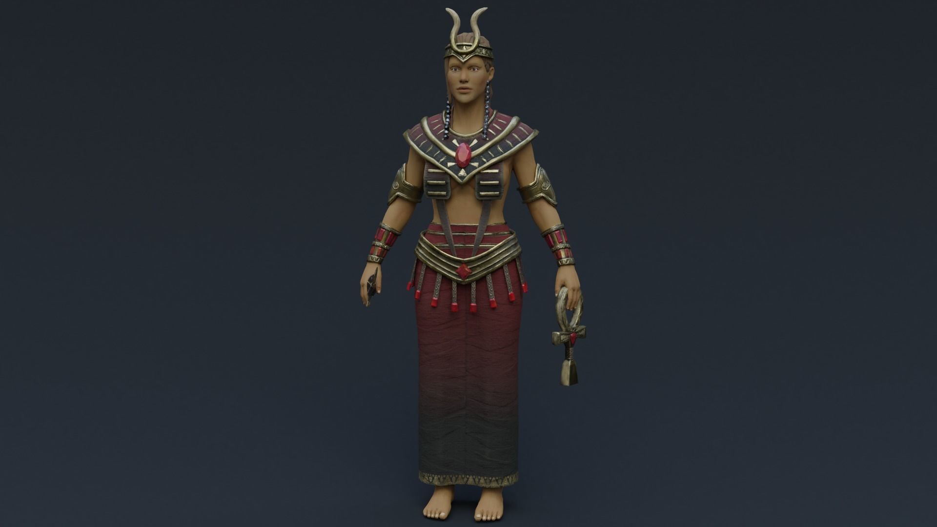 God Isis Low-poly 3D model_14