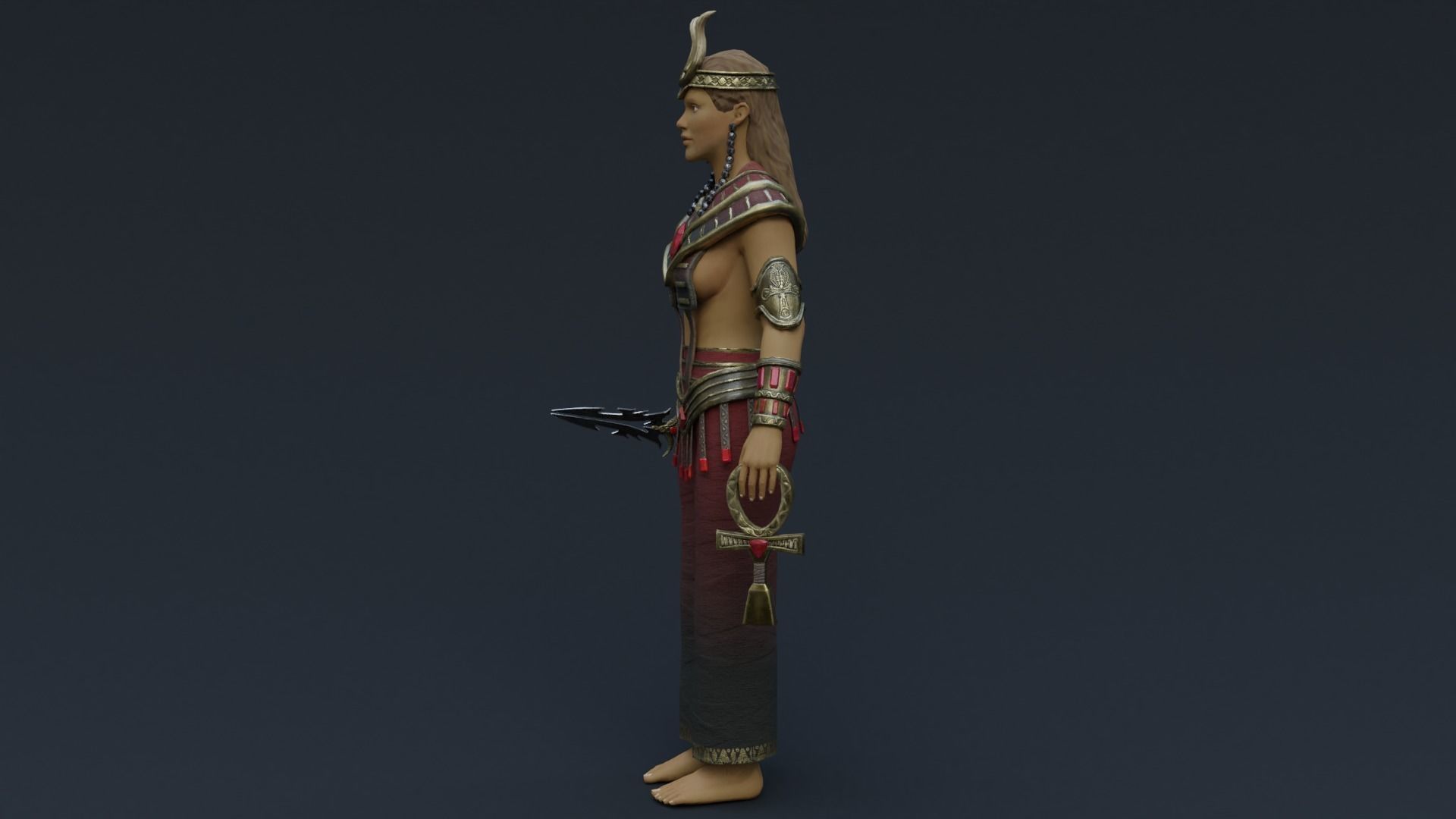 God Isis Low-poly 3D model_11