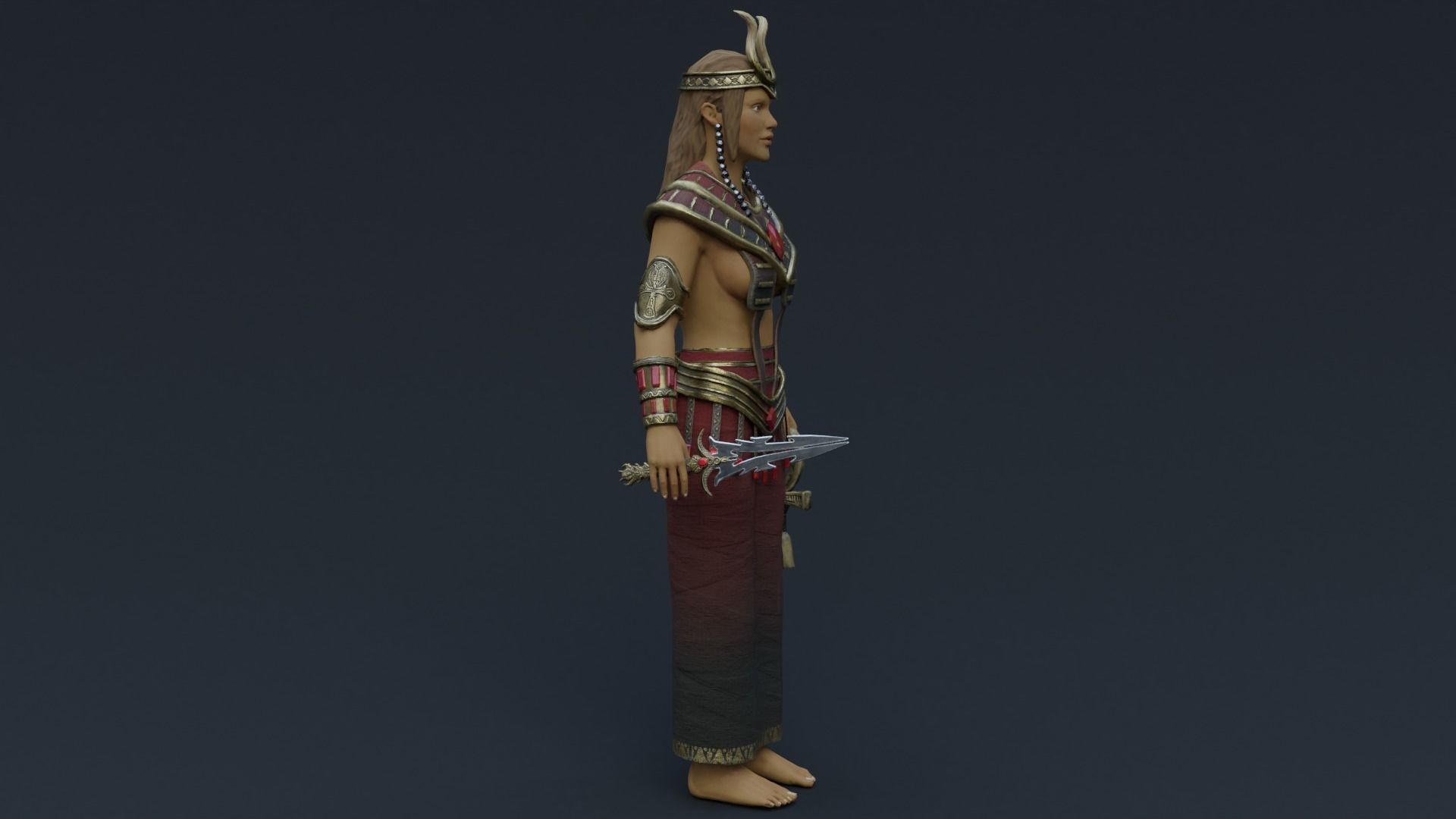 God Isis Low-poly 3D model_5