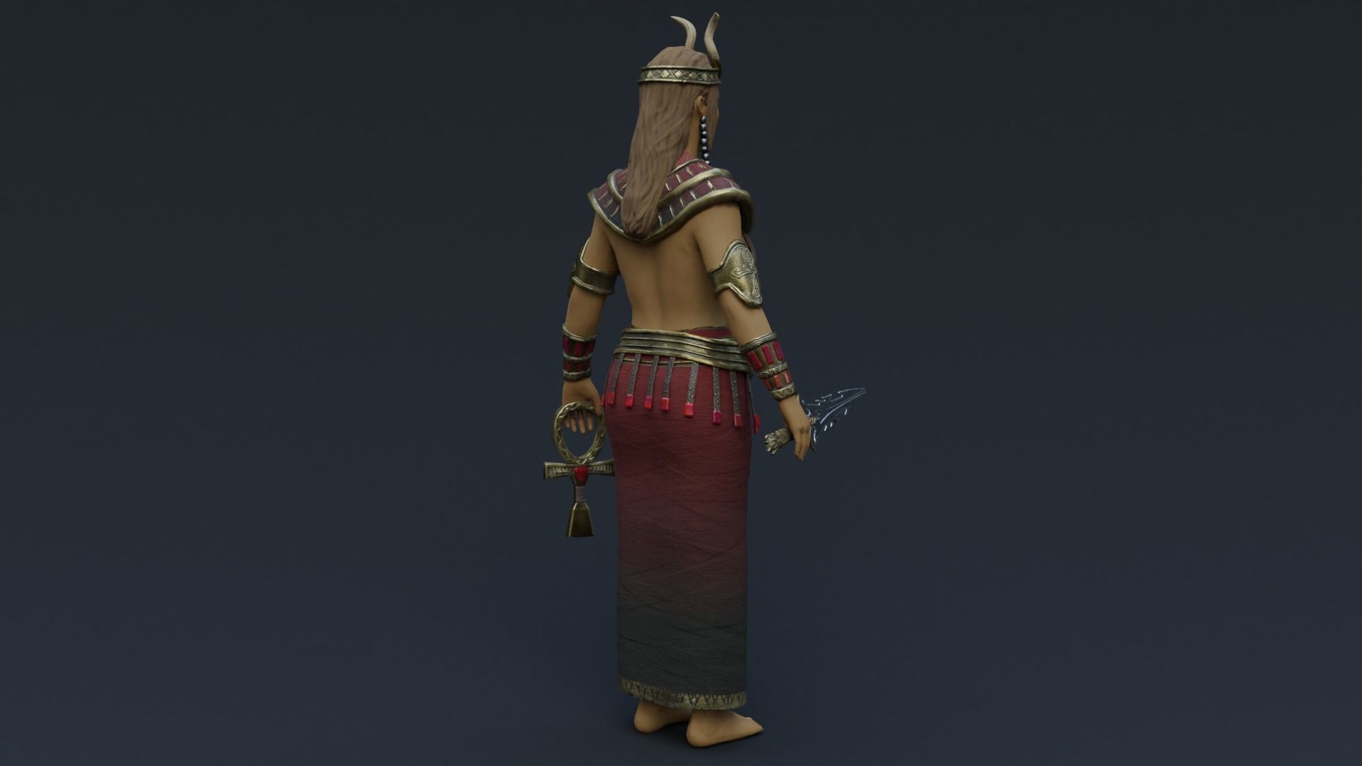 God Isis Low-poly 3D model_7