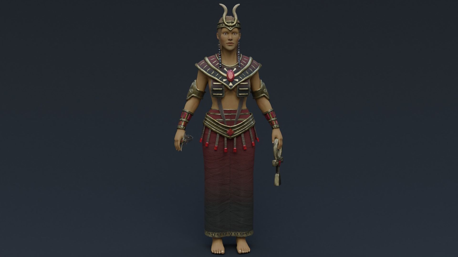 God Isis Low-poly 3D model_3