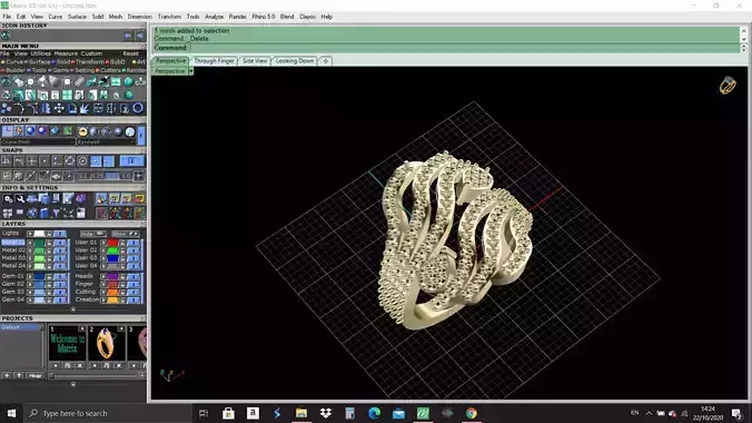 Print Ready 3D Model gold ring on computer screen