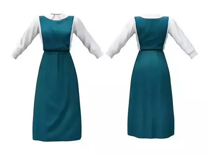 Anime Style Maid or School Uniform Dress Low-poly 3D model