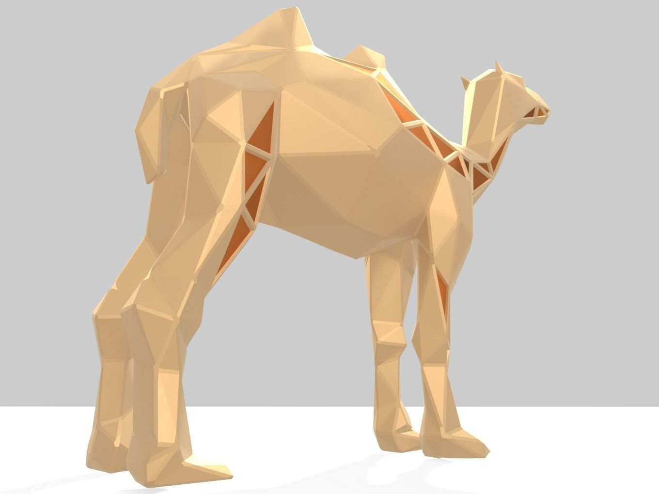 Polygonal Camel Parametric 3D print model_2