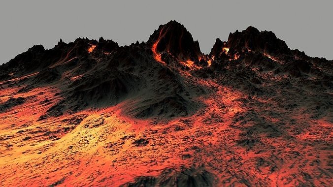 volcano fire on piece of paper Low-poly 3D model