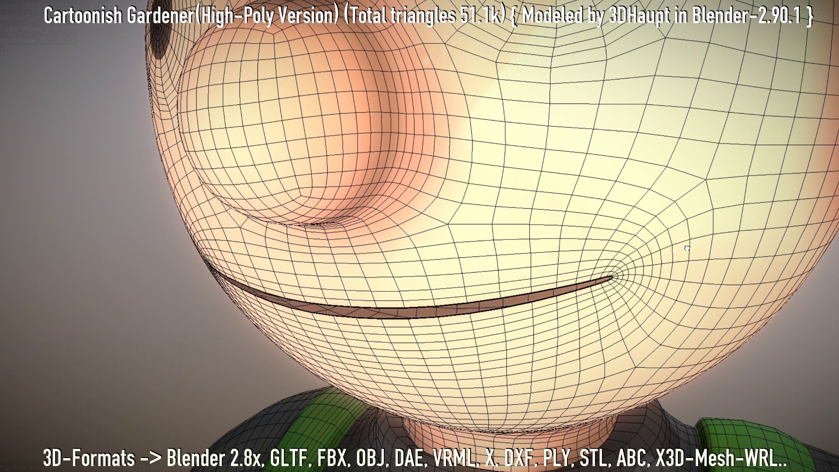 Cartoonish Gardener High-Poly Version Not Rigged 3D model_111