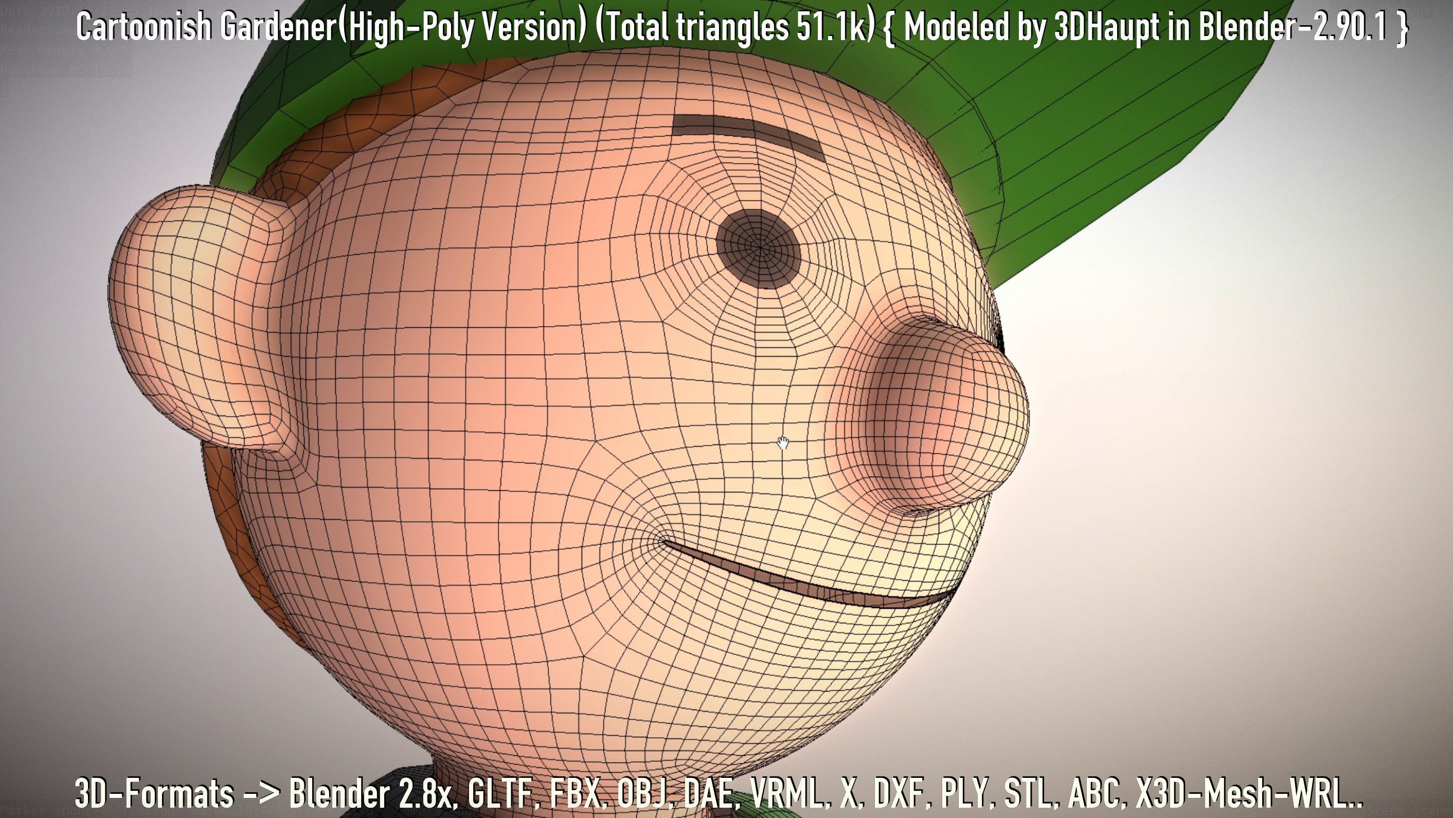 Cartoonish Gardener High-Poly Version Not Rigged 3D model_52