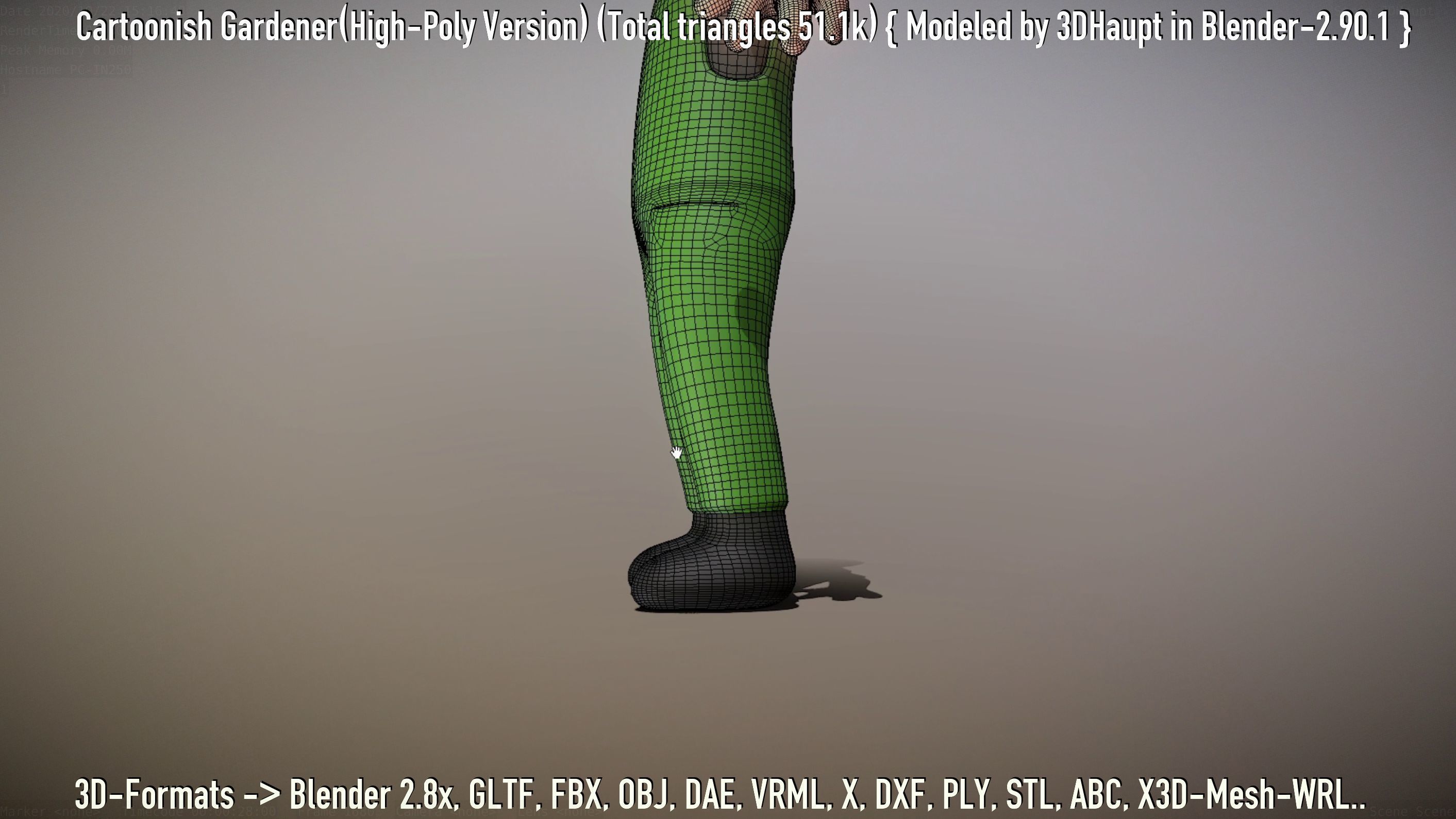 Cartoonish Gardener High-Poly Version Not Rigged 3D model_79