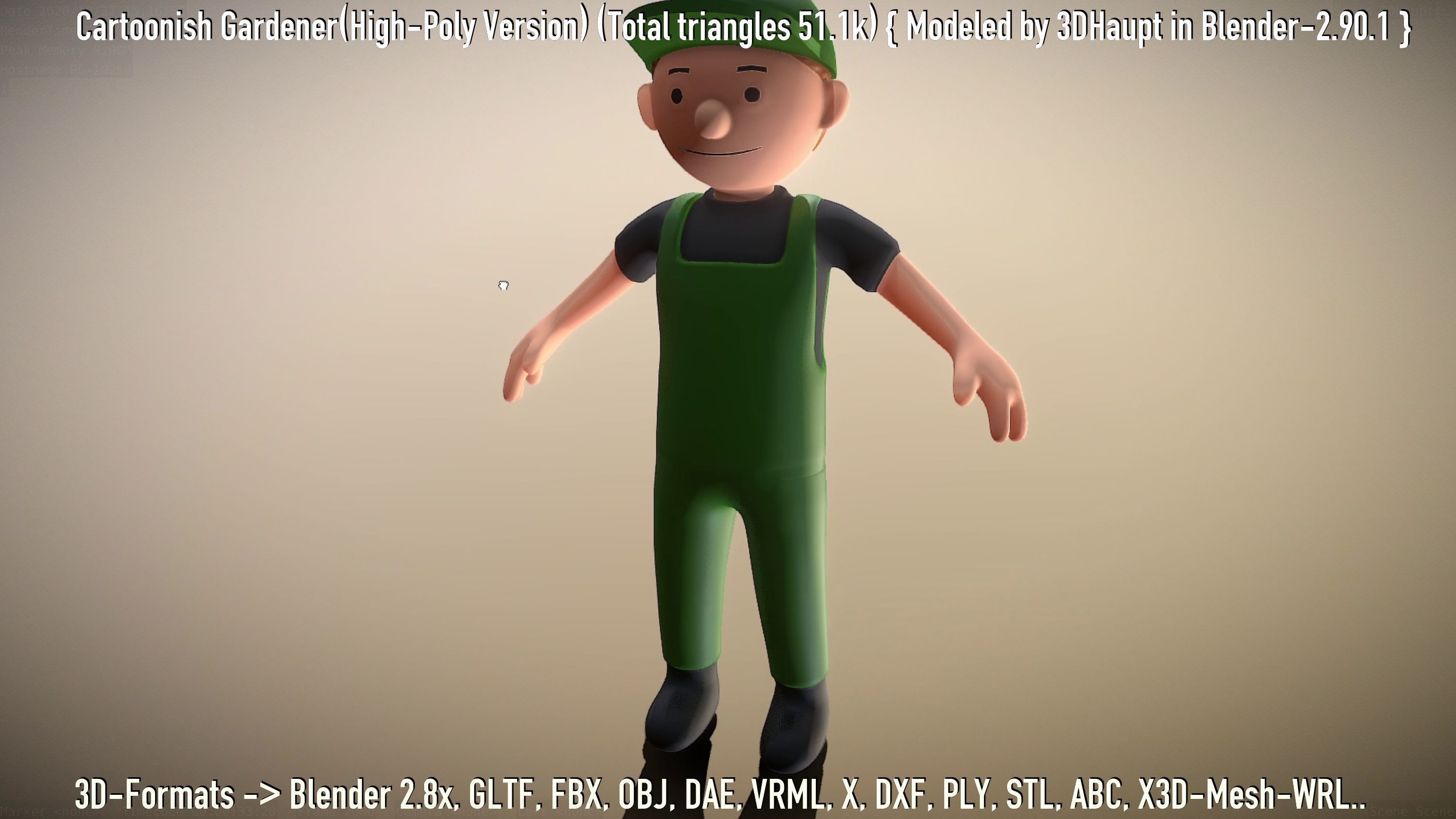 Cartoonish Gardener High-Poly Version Not Rigged 3D model_22