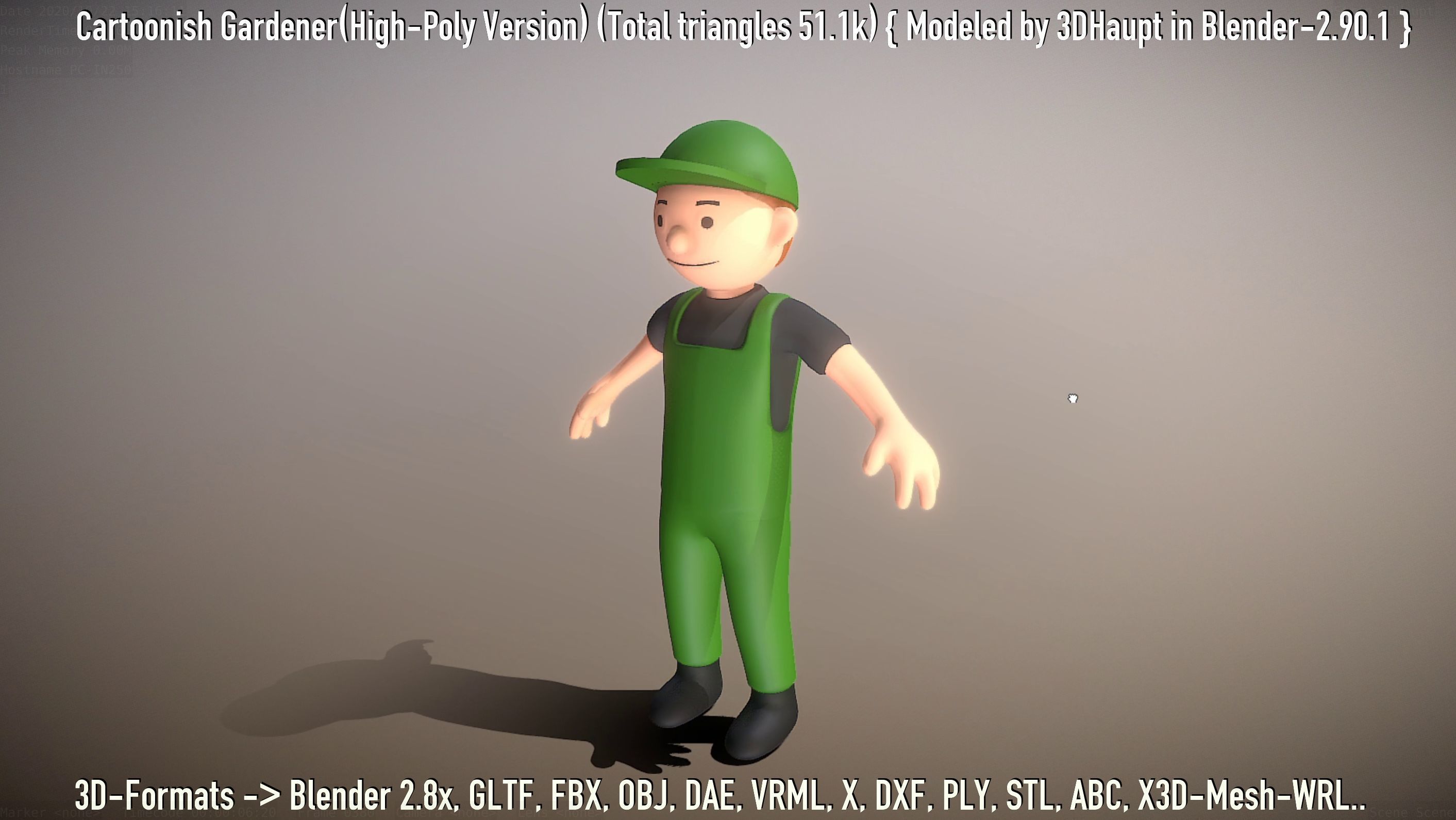 Cartoonish Gardener High-Poly Version Not Rigged 3D model_44