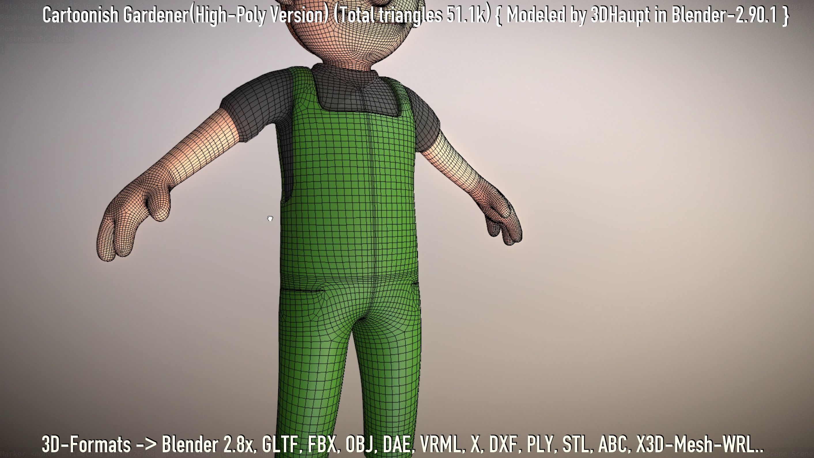 Cartoonish Gardener High-Poly Version Not Rigged 3D model_18