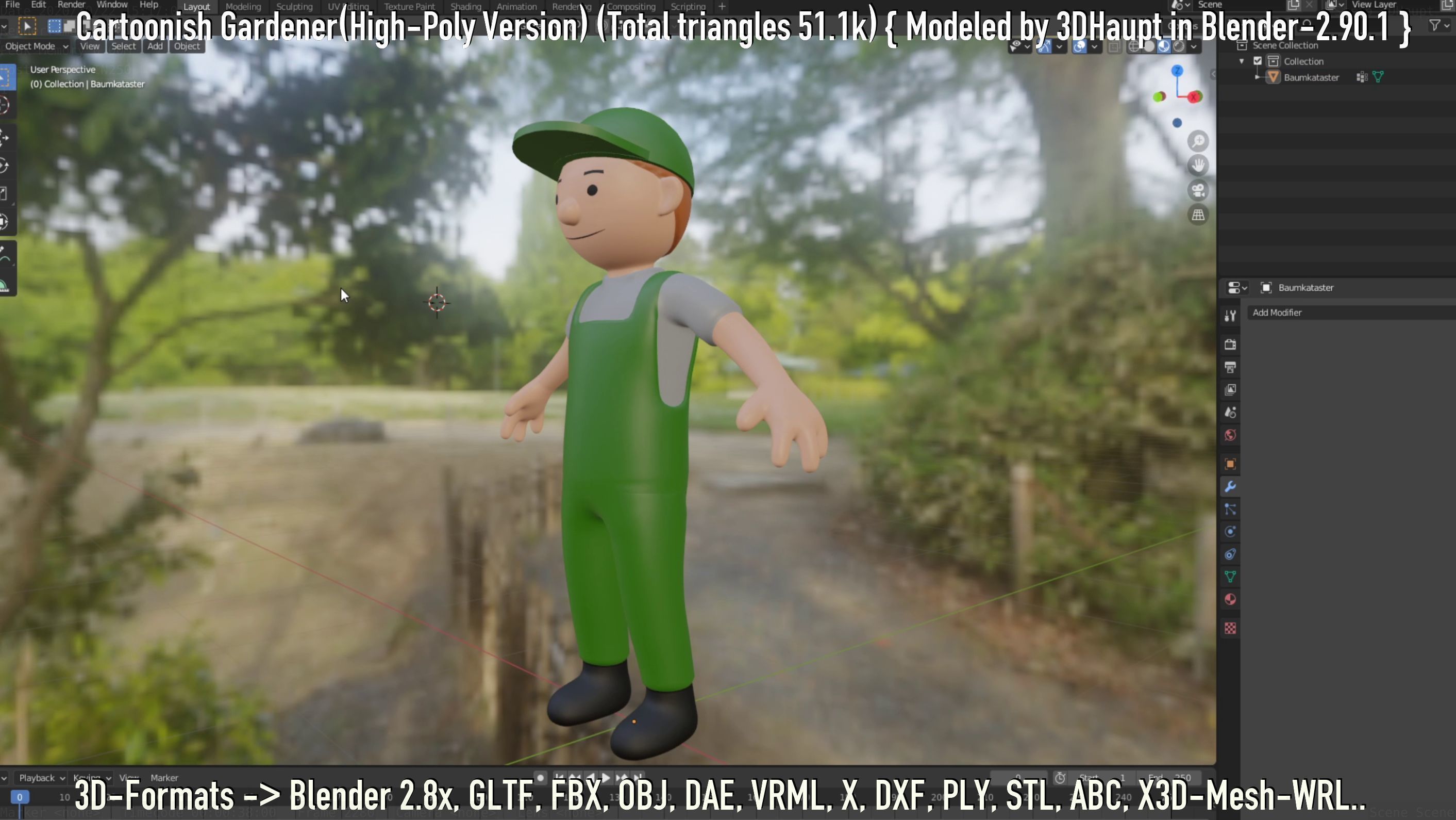 Cartoonish Gardener High-Poly Version Not Rigged 3D model_68