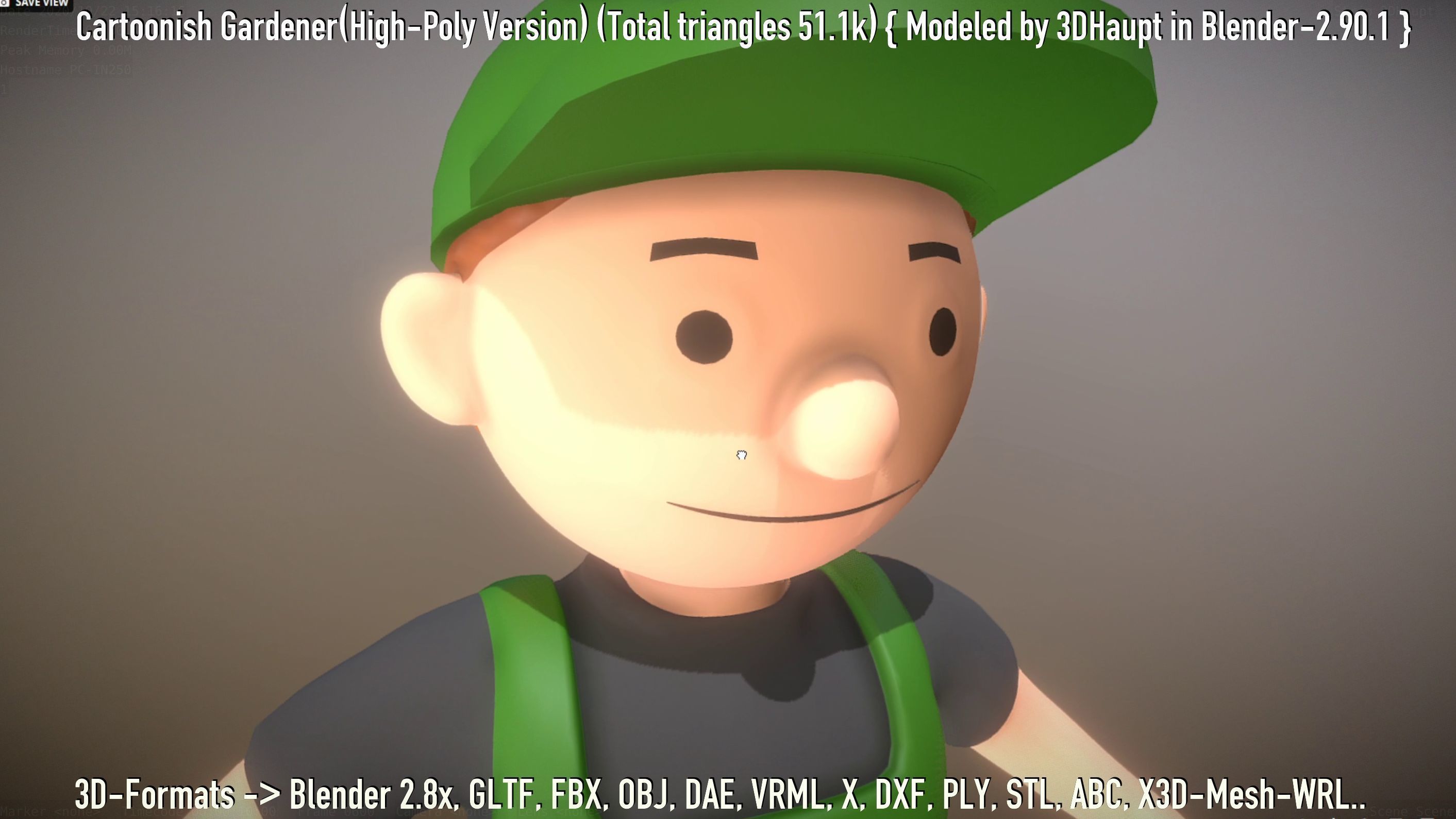 Cartoonish Gardener High-Poly Version Not Rigged 3D model_61