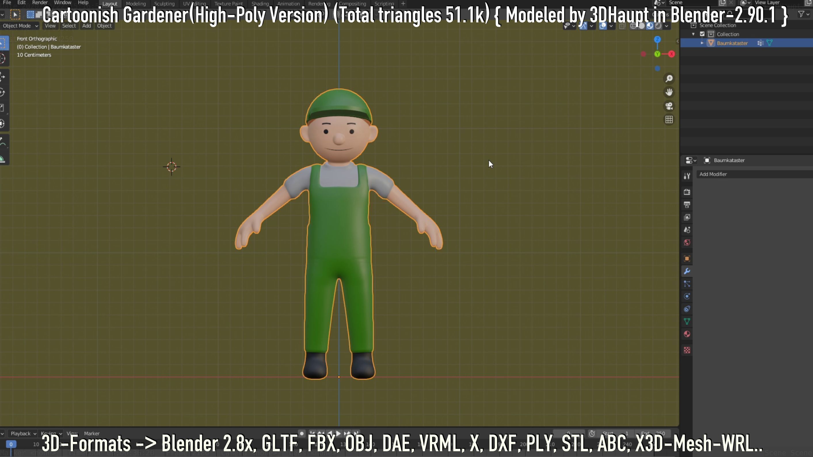 Cartoonish Gardener High-Poly Version Not Rigged 3D model_84