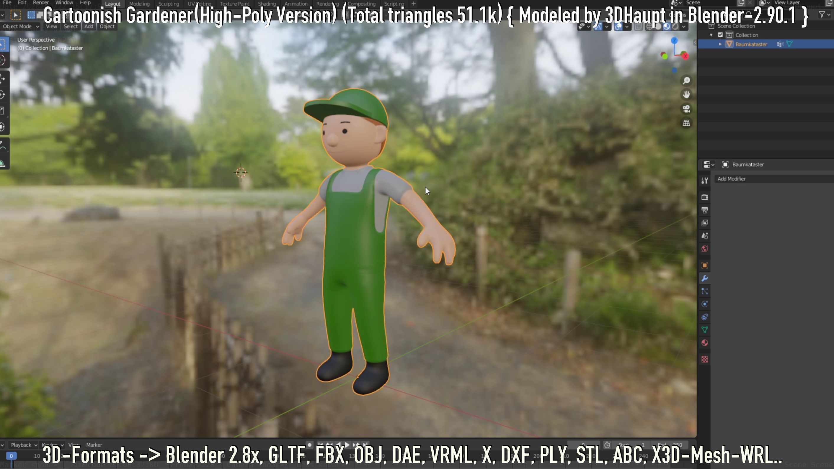 Cartoonish Gardener High-Poly Version Not Rigged 3D model_24