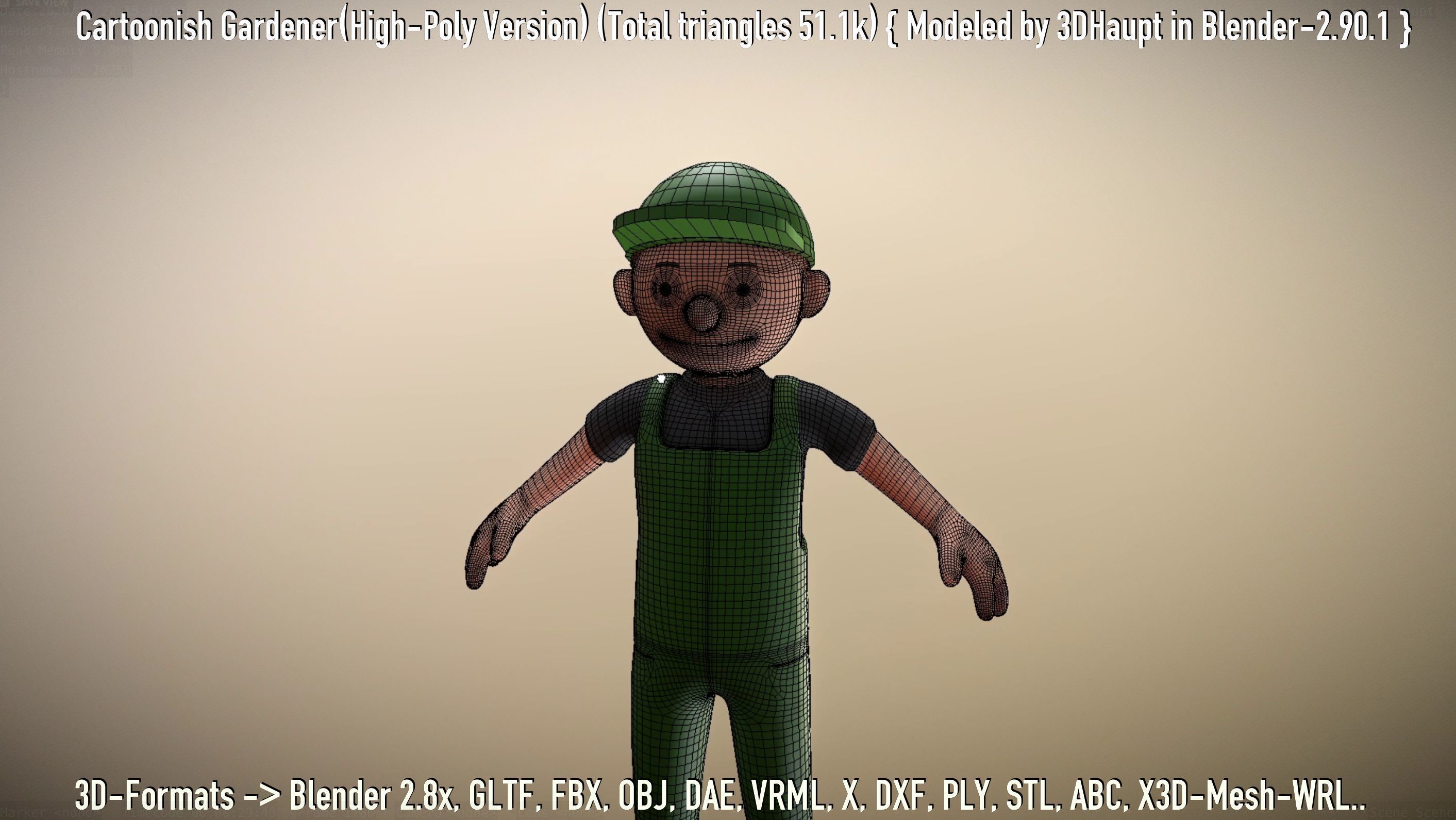Cartoonish Gardener High-Poly Version Not Rigged 3D model_77