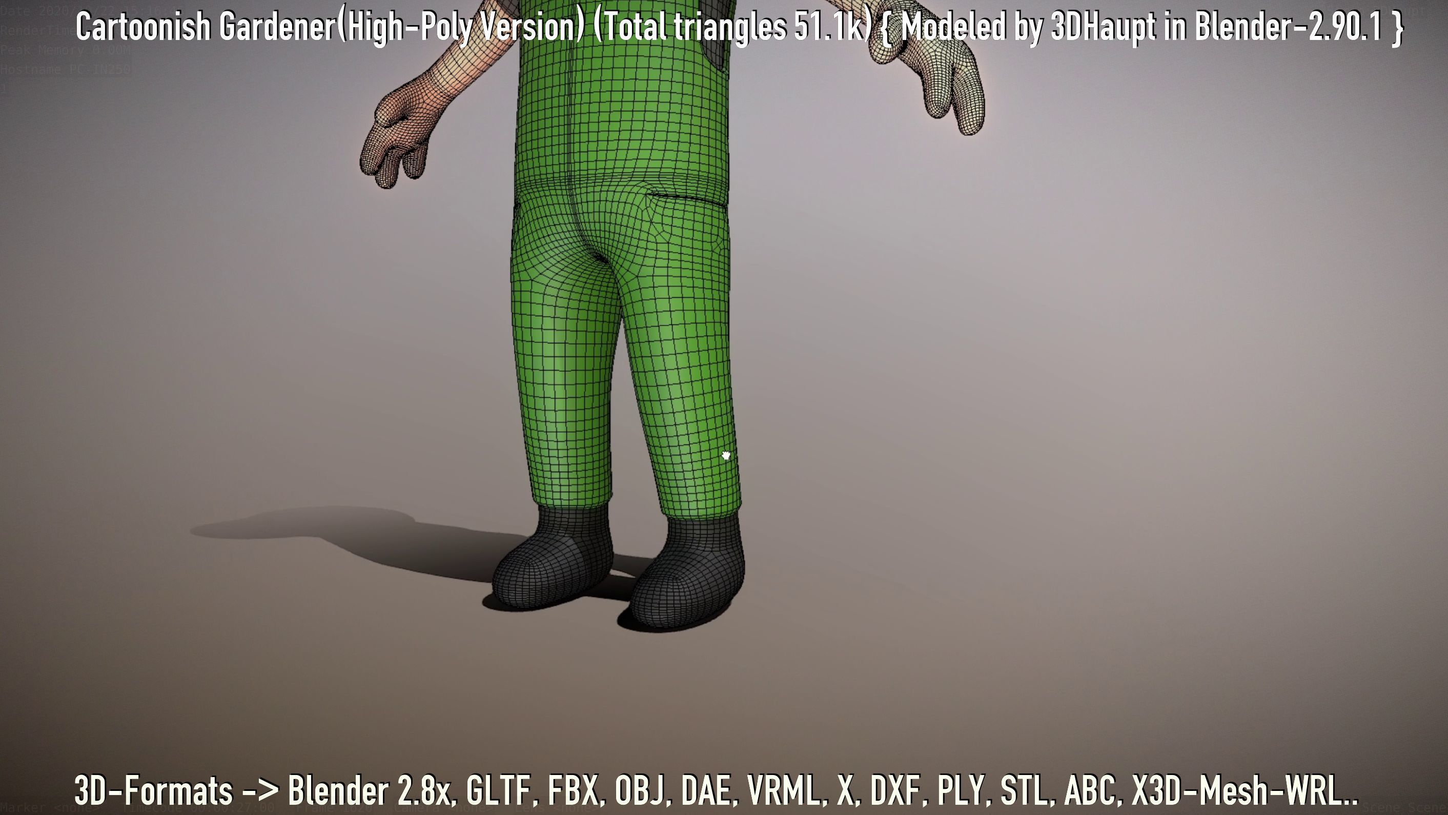 Cartoonish Gardener High-Poly Version Not Rigged 3D model_38