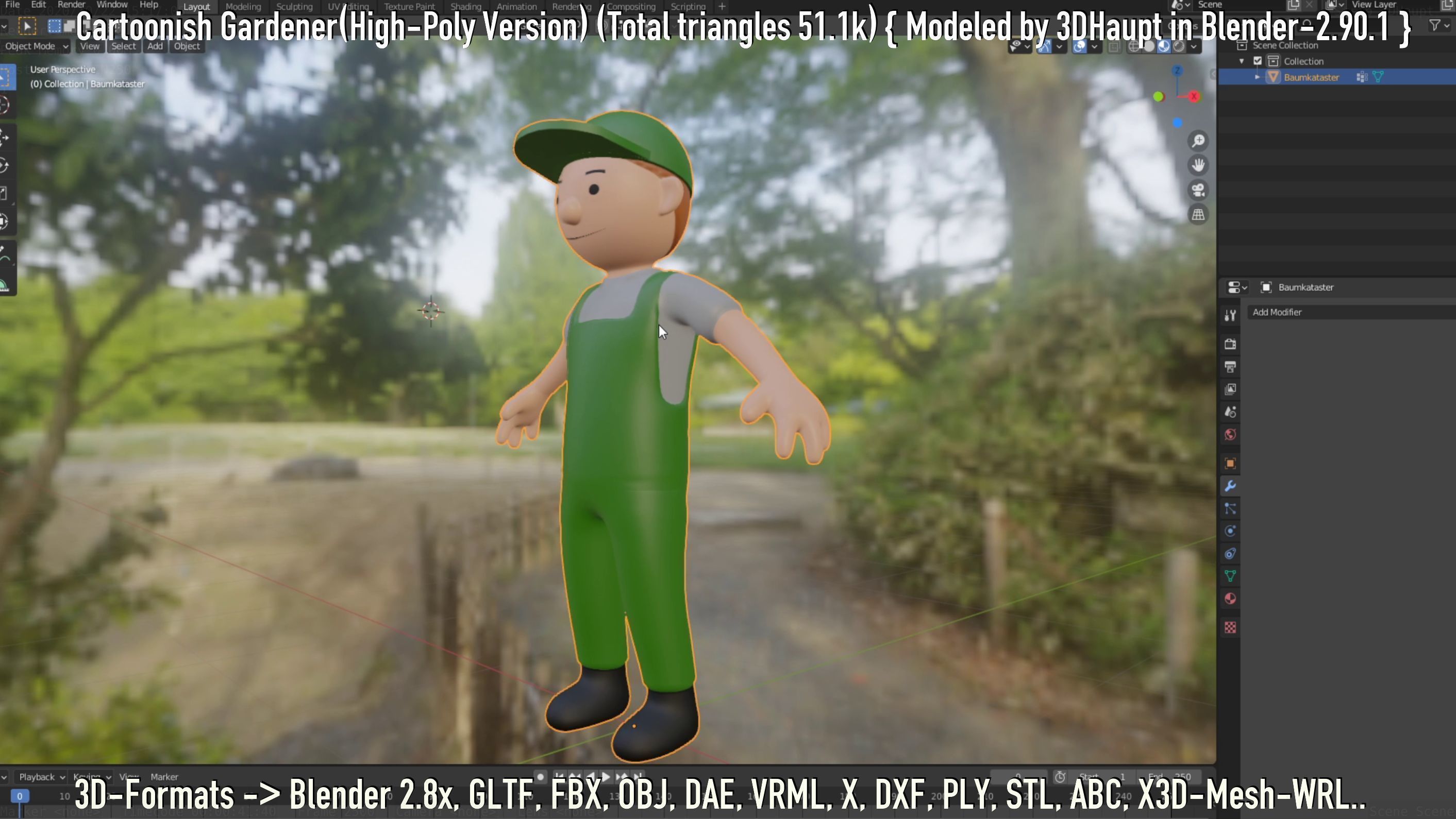 Cartoonish Gardener High-Poly Version Not Rigged 3D model_95