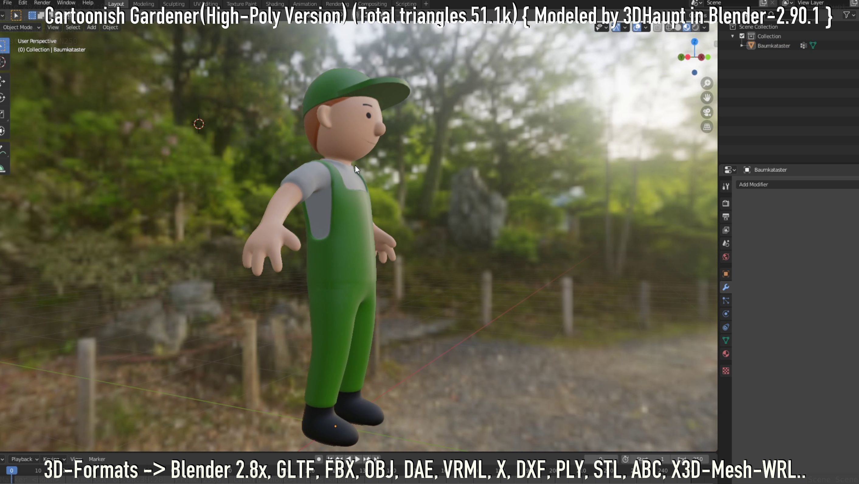 Cartoonish Gardener High-Poly Version Not Rigged 3D model_113