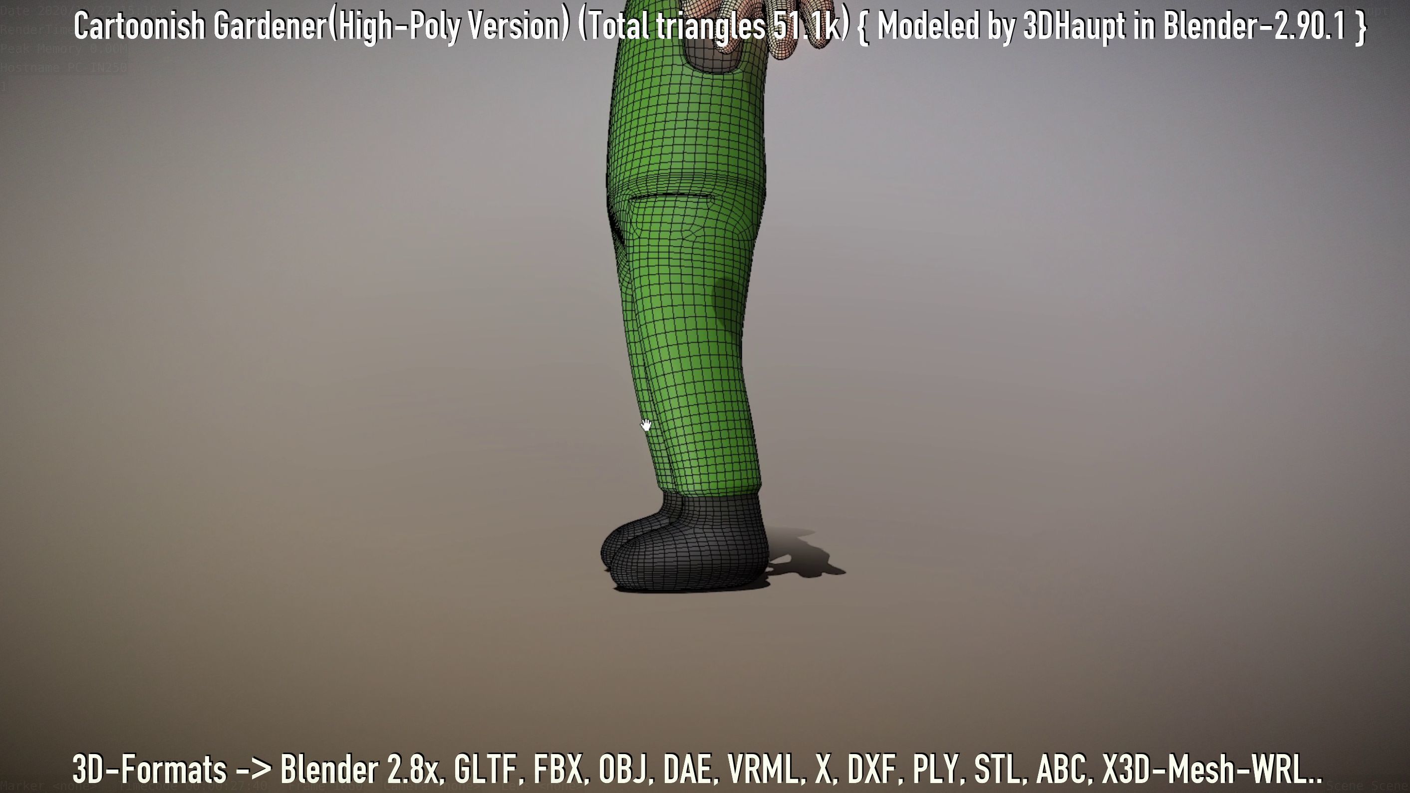 Cartoonish Gardener High-Poly Version Not Rigged 3D model_114