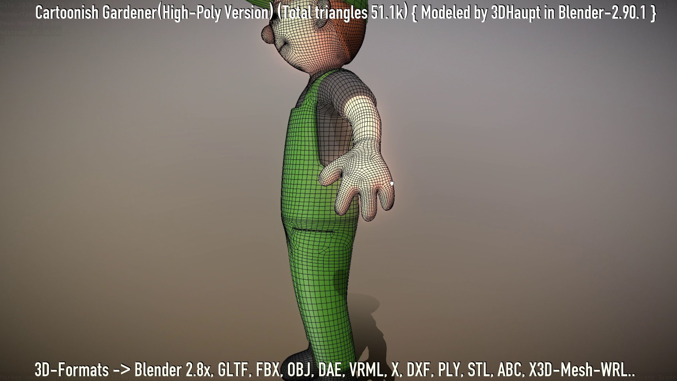 Cartoonish Gardener High-Poly Version Not Rigged 3D model_37