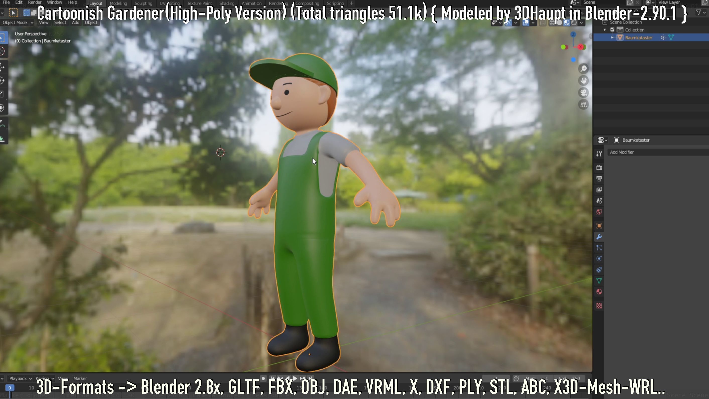 Cartoonish Gardener High-Poly Version Not Rigged 3D model_26