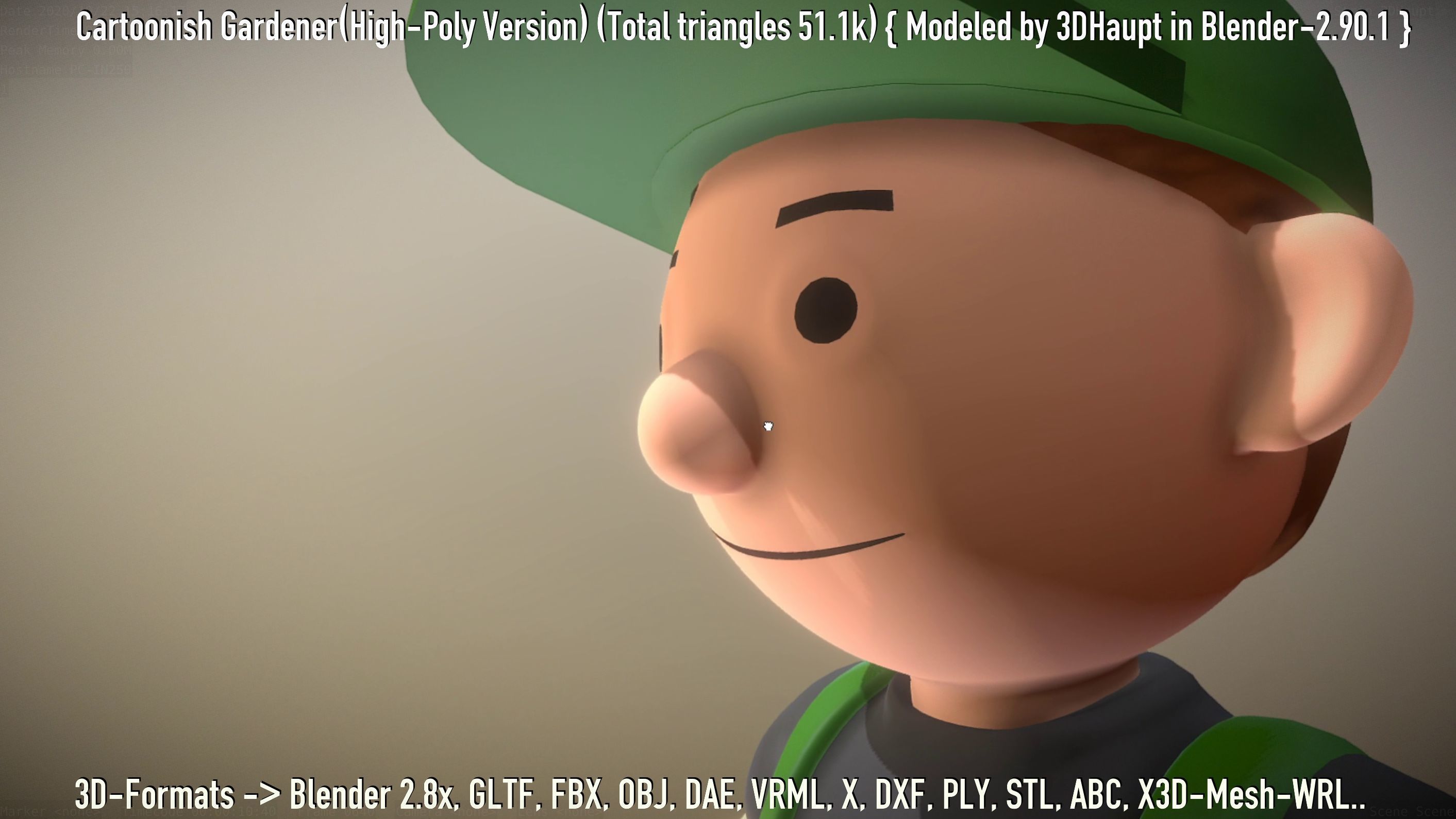 Cartoonish Gardener High-Poly Version Not Rigged 3D model_102