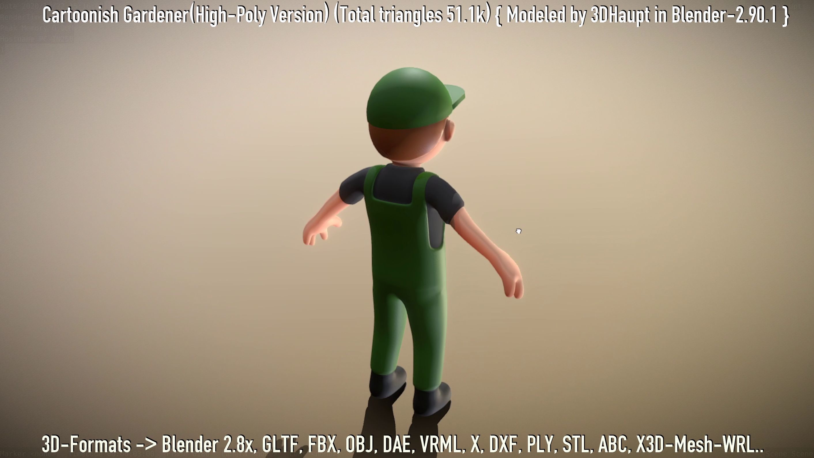 Cartoonish Gardener High-Poly Version Not Rigged 3D model_27