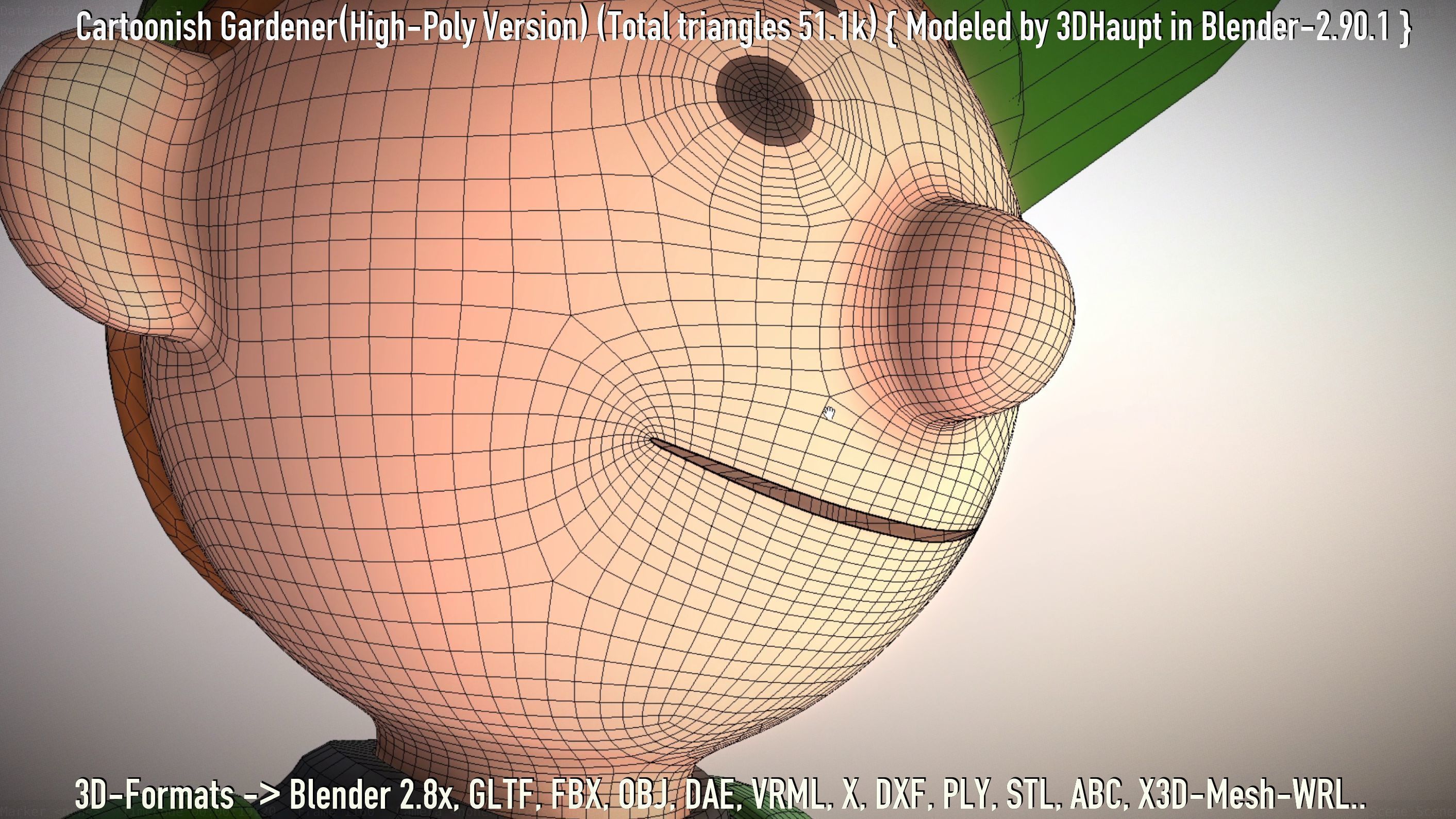 Cartoonish Gardener High-Poly Version Not Rigged 3D model_134