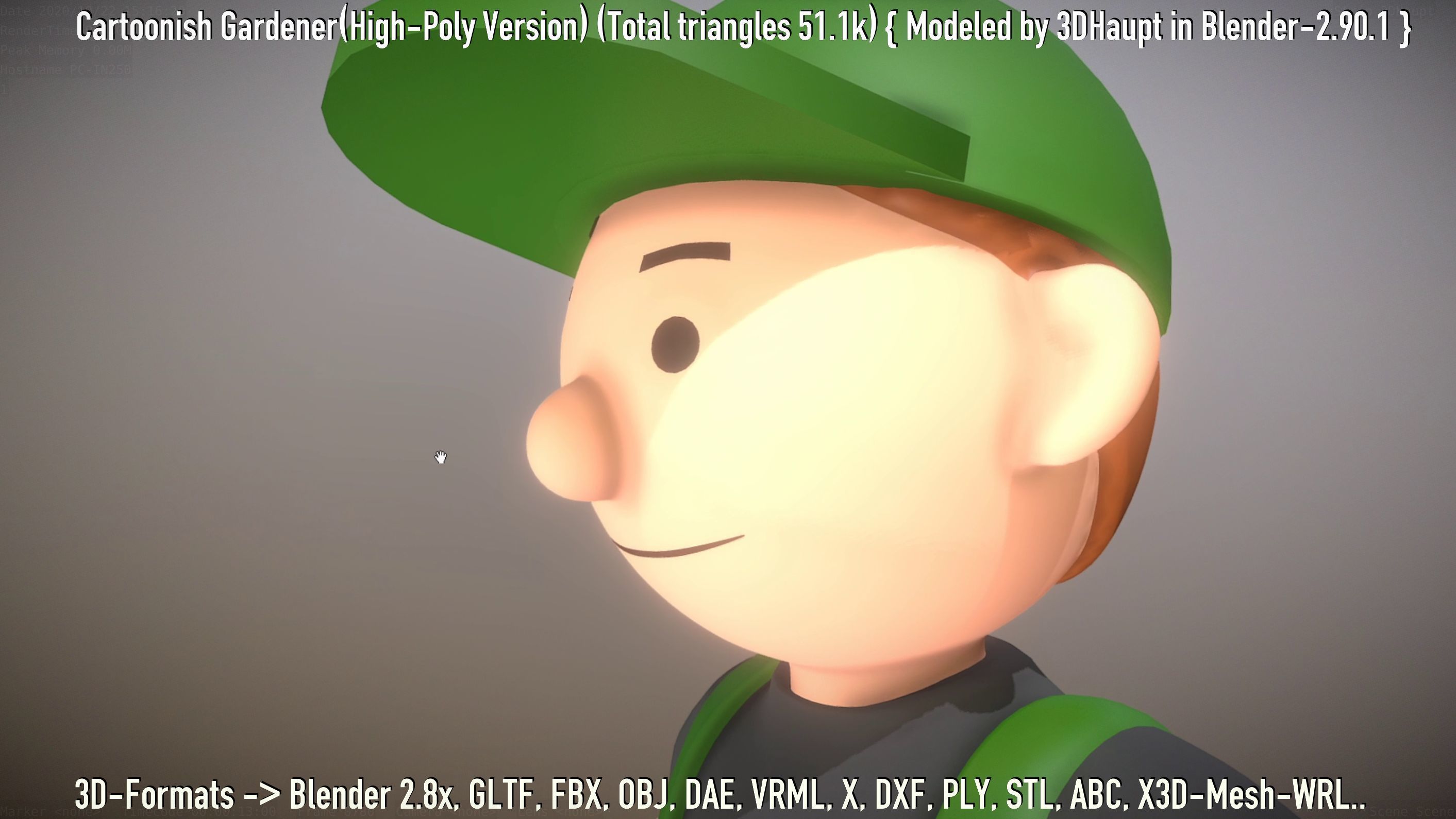 Cartoonish Gardener High-Poly Version Not Rigged 3D model_105