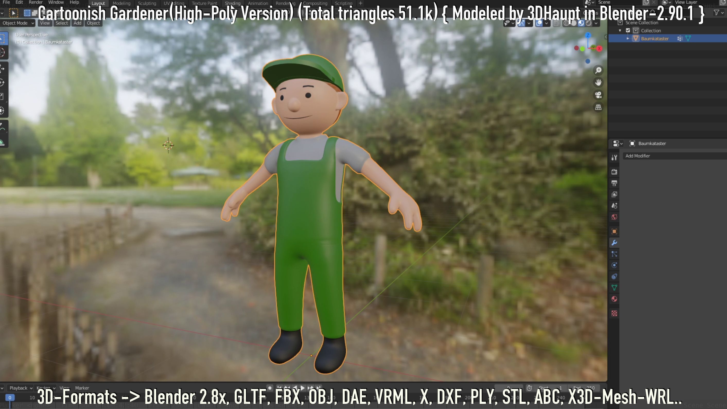 Cartoonish Gardener High-Poly Version Not Rigged 3D model_28