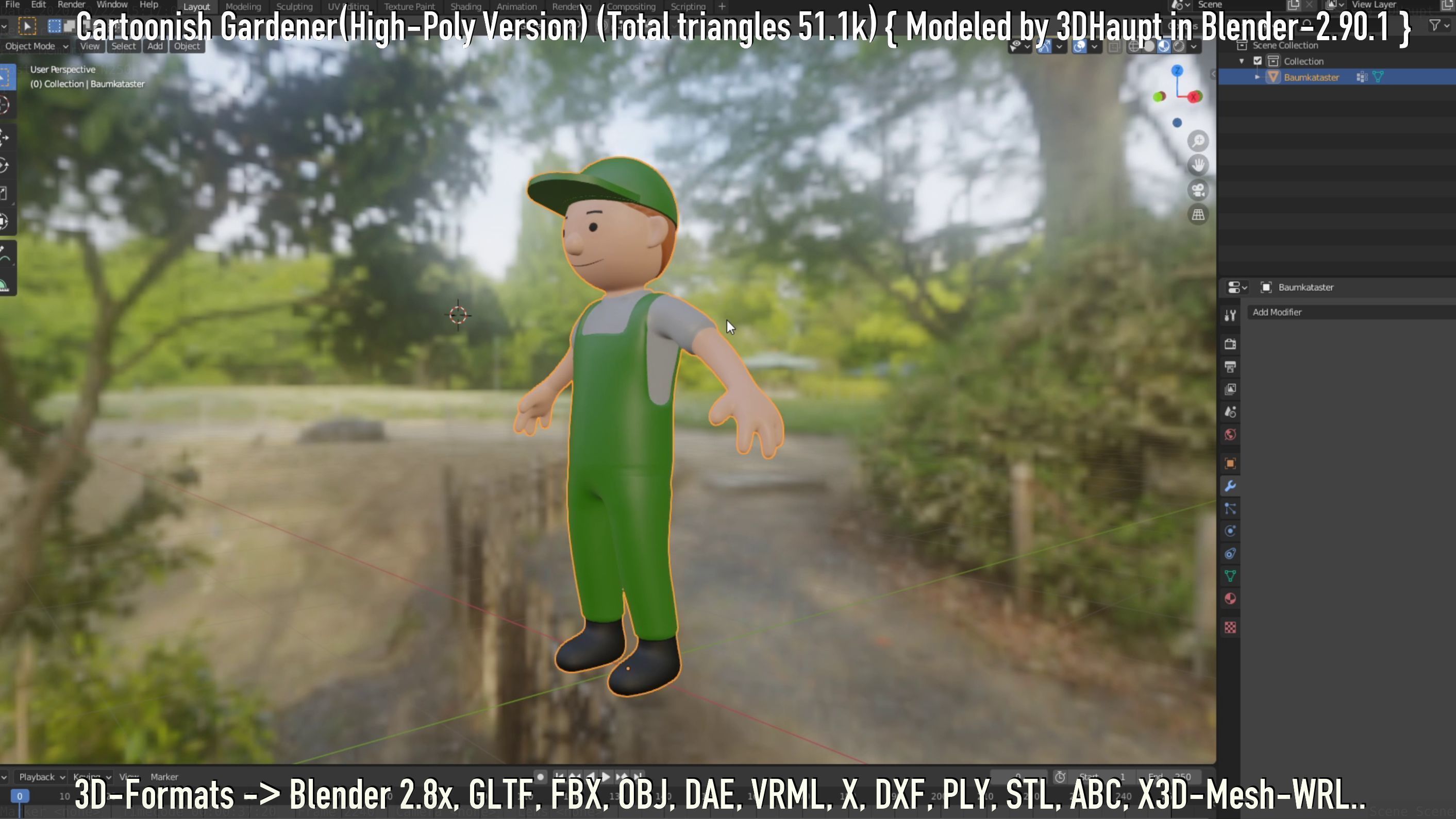 Cartoonish Gardener High-Poly Version Not Rigged 3D model_88