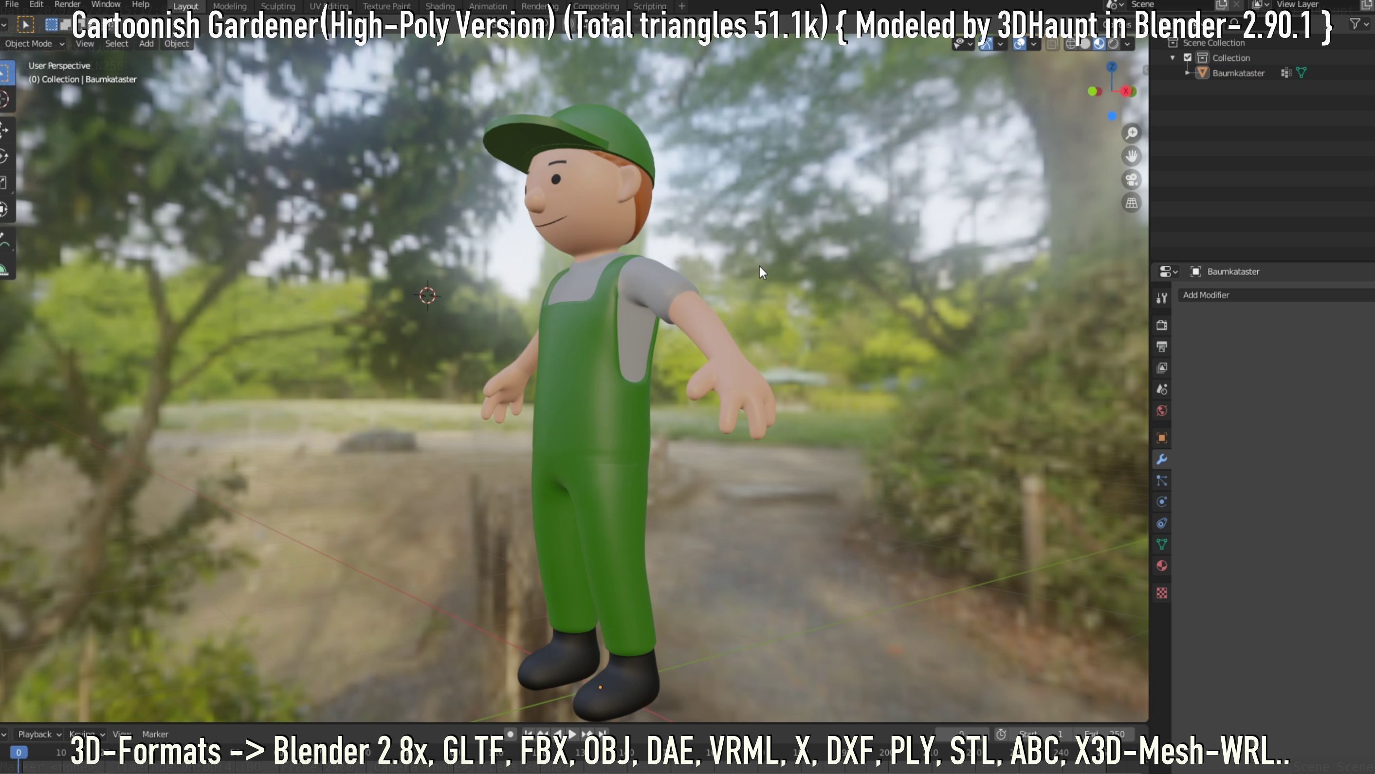 Cartoonish Gardener High-Poly Version Not Rigged 3D model_112