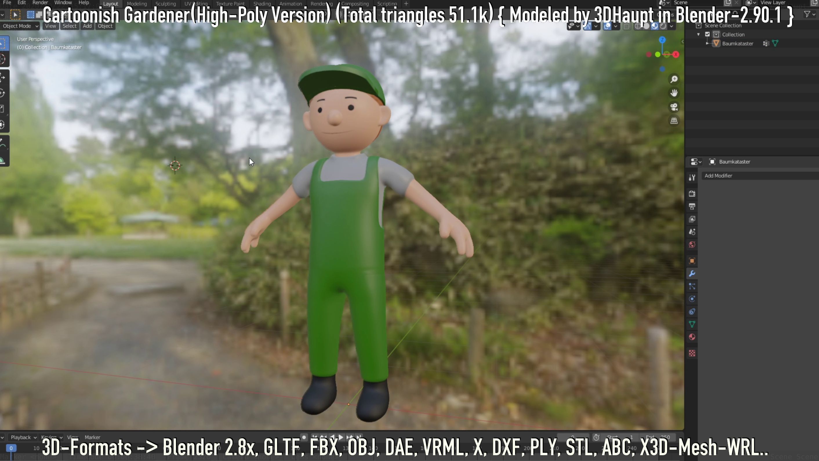 Cartoonish Gardener High-Poly Version Not Rigged 3D model_51