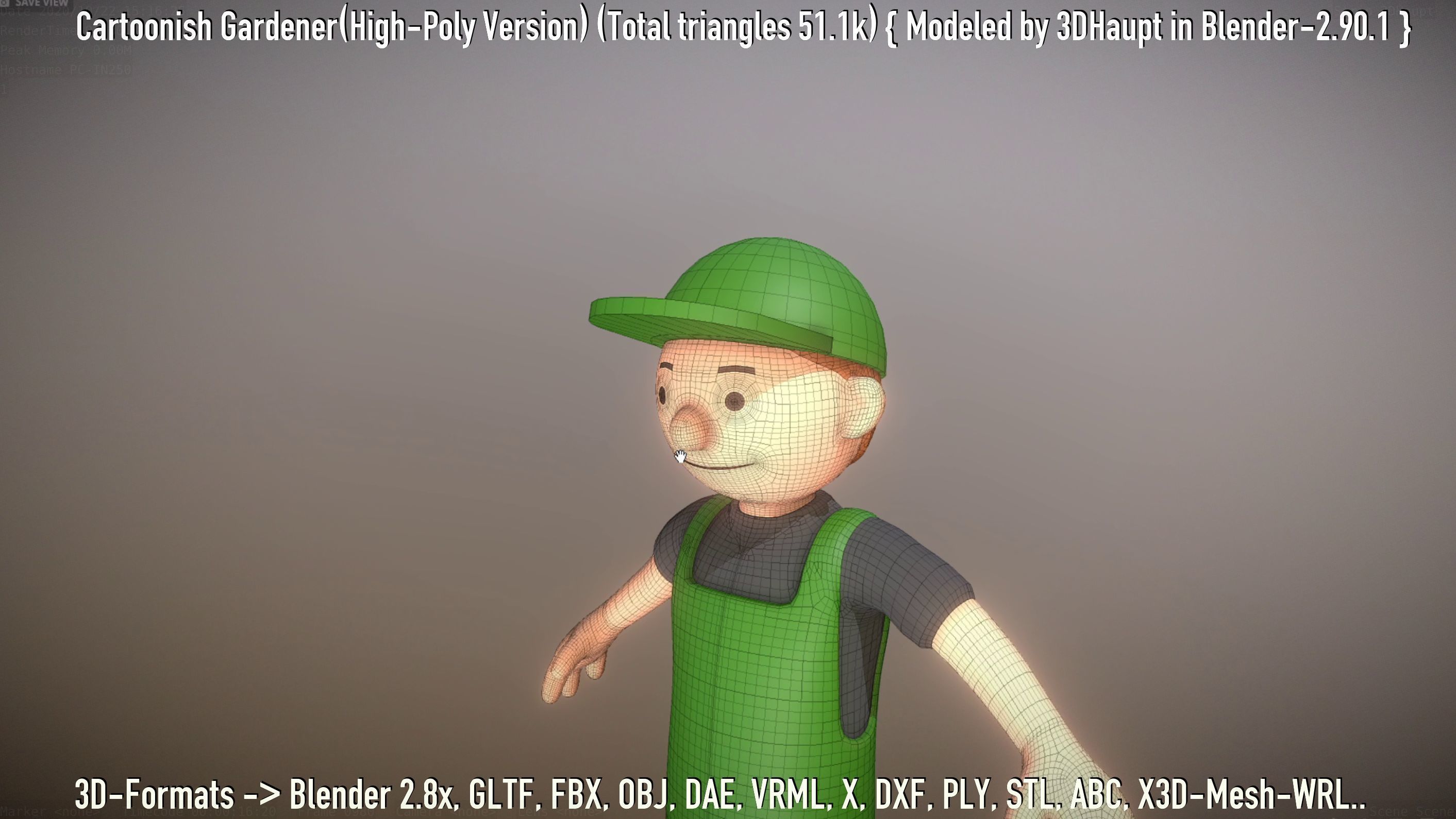 Cartoonish Gardener High-Poly Version Not Rigged 3D model_54