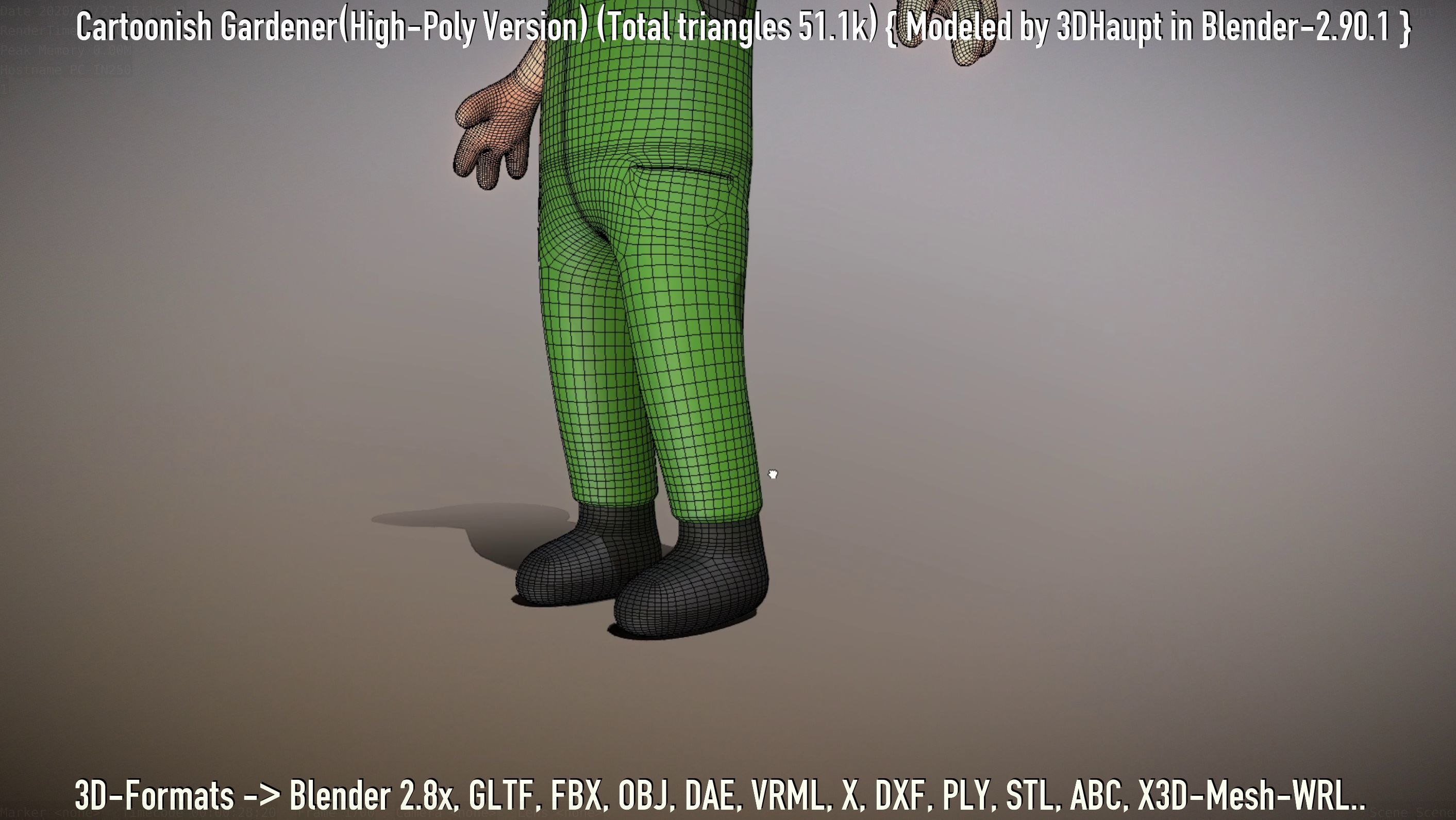 Cartoonish Gardener High-Poly Version Not Rigged 3D model_115