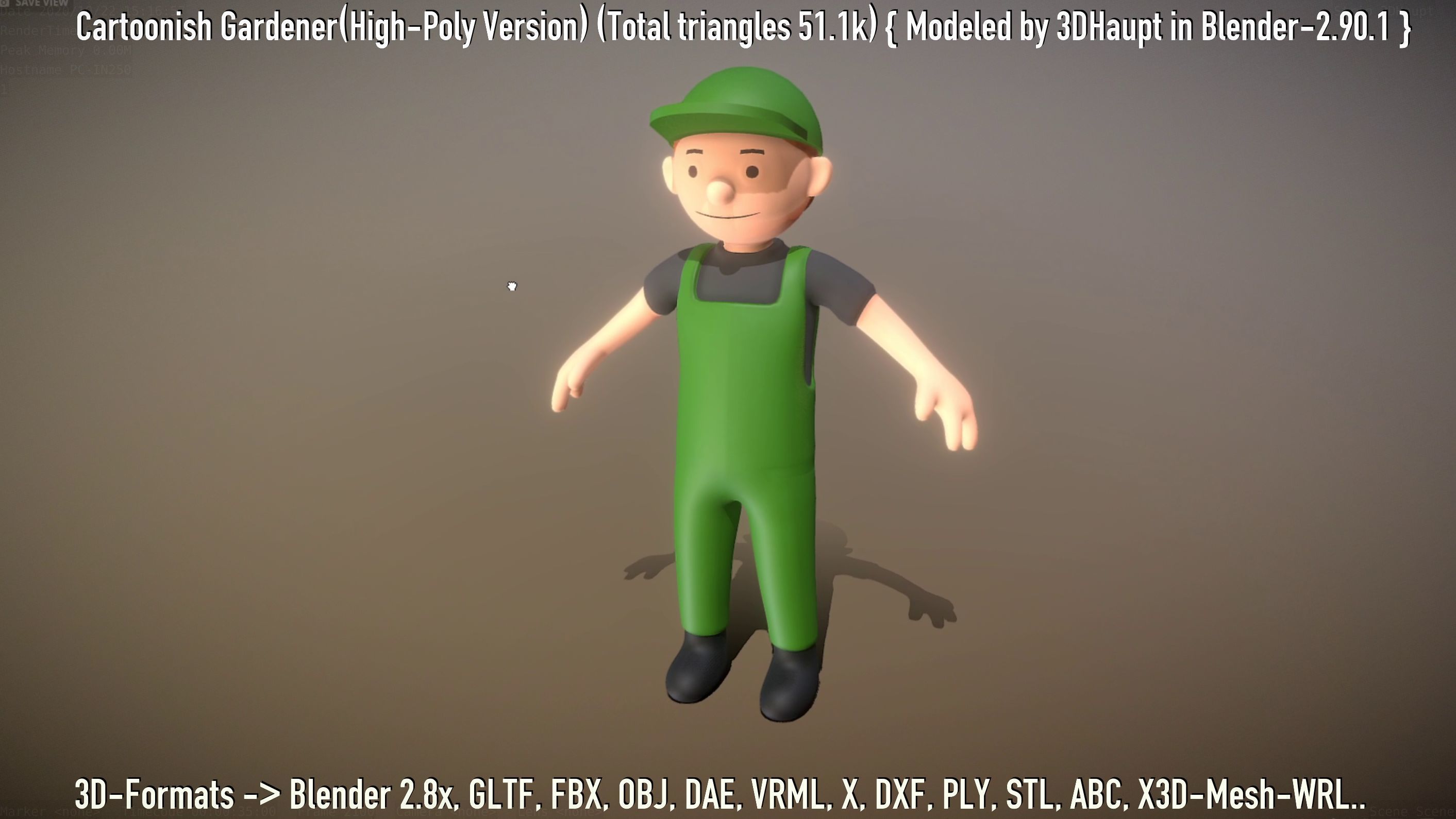 Cartoonish Gardener High-Poly Version Not Rigged 3D model_41
