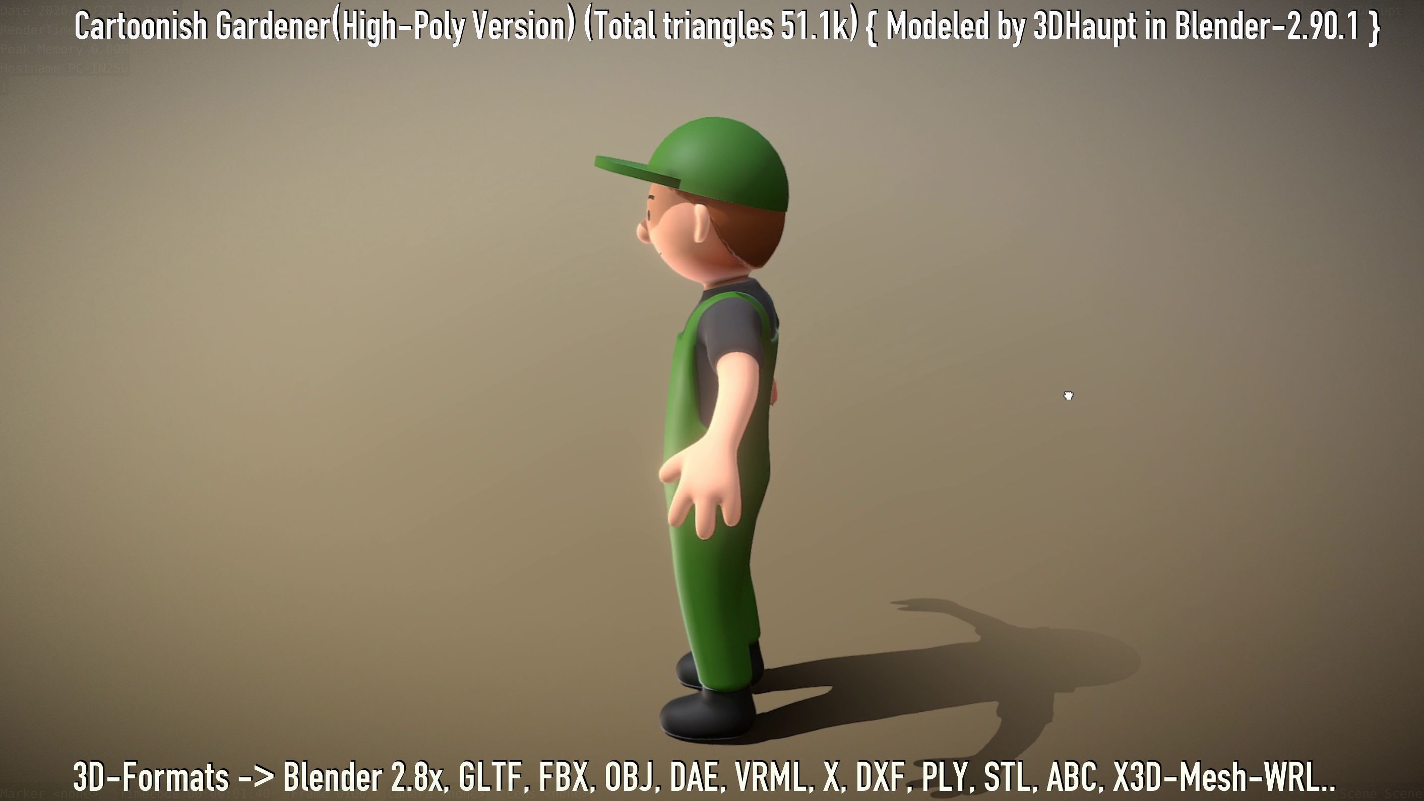 Cartoonish Gardener High-Poly Version Not Rigged 3D model_73