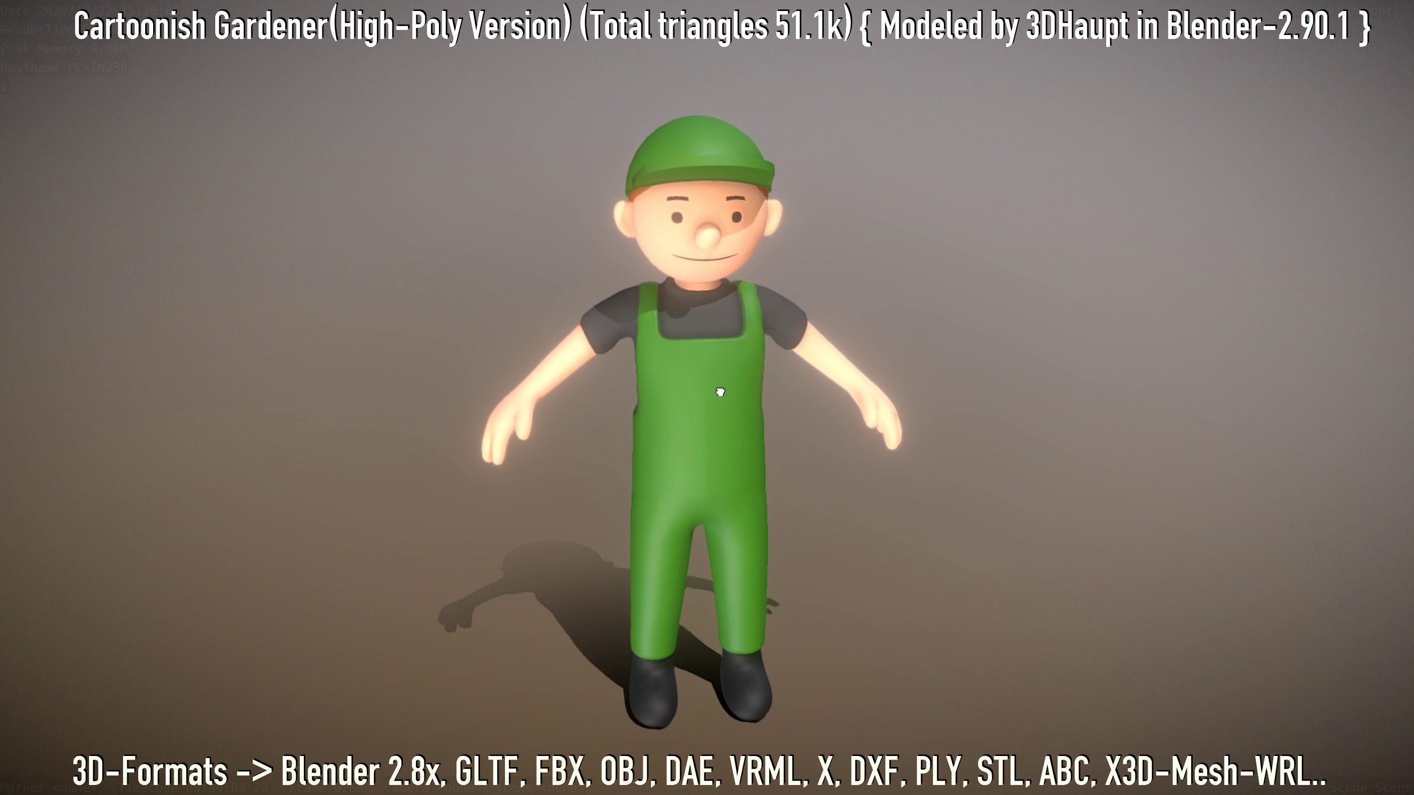 Cartoonish Gardener High-Poly Version Not Rigged 3D model_55