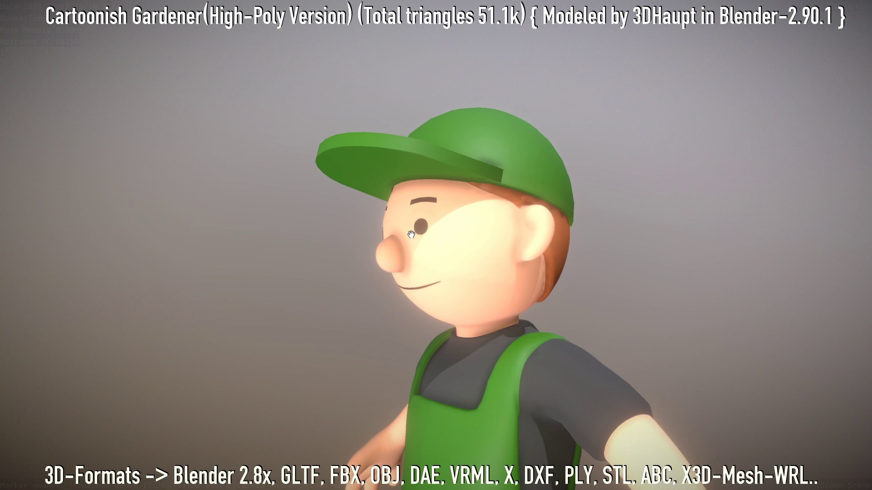 Cartoonish Gardener High-Poly Version Not Rigged 3D model_57