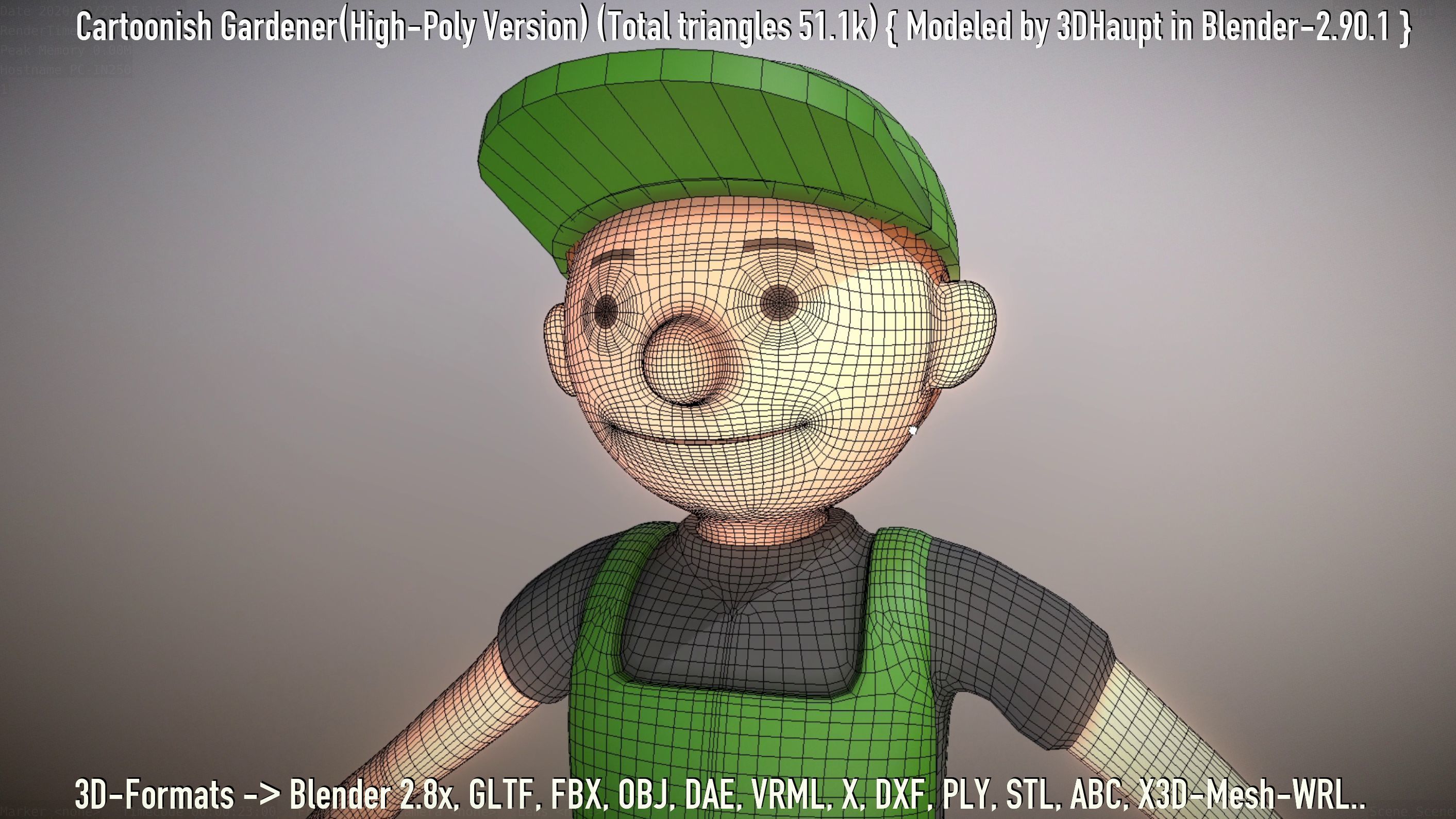 Cartoonish Gardener High-Poly Version Not Rigged 3D model_50