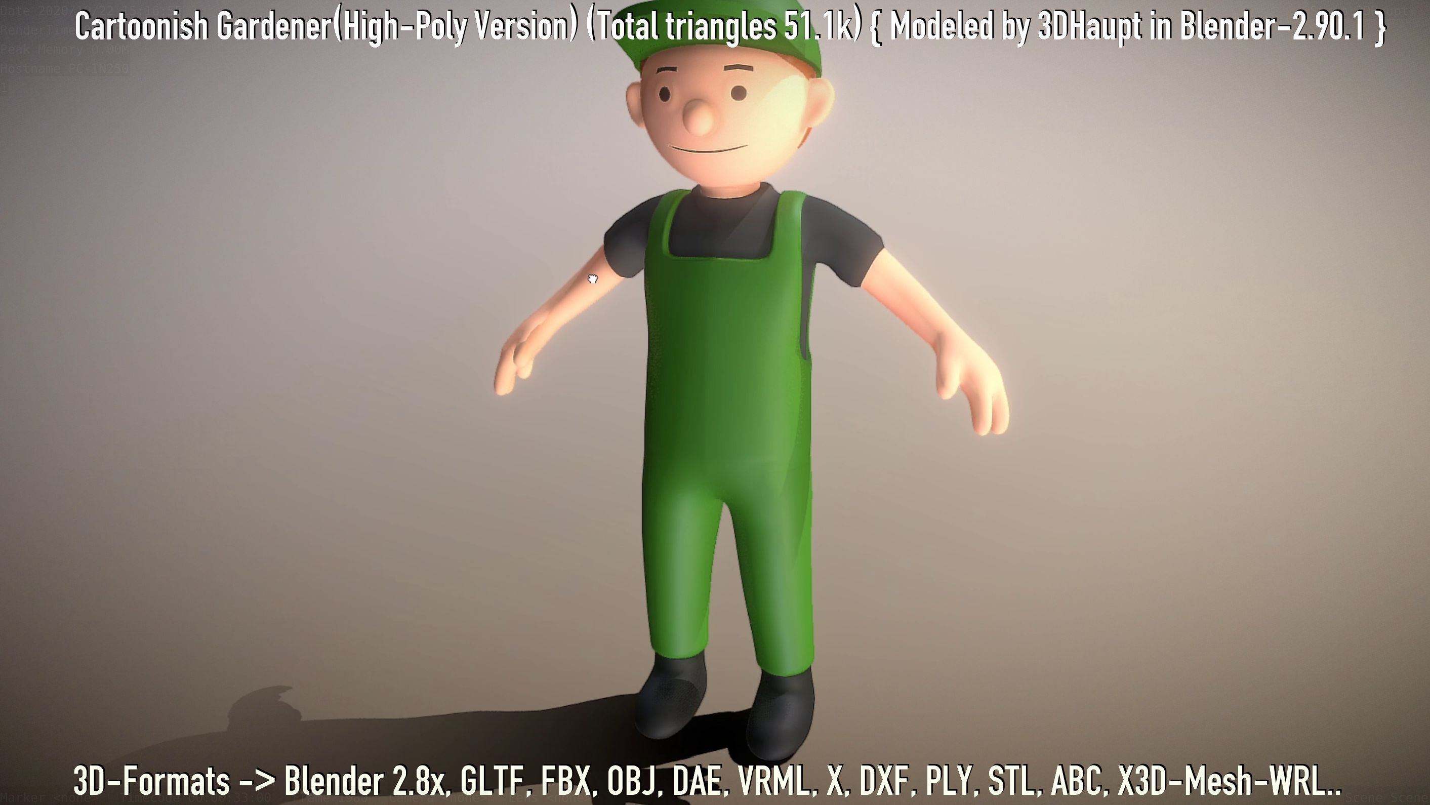 Cartoonish Gardener High-Poly Version Not Rigged 3D model_21
