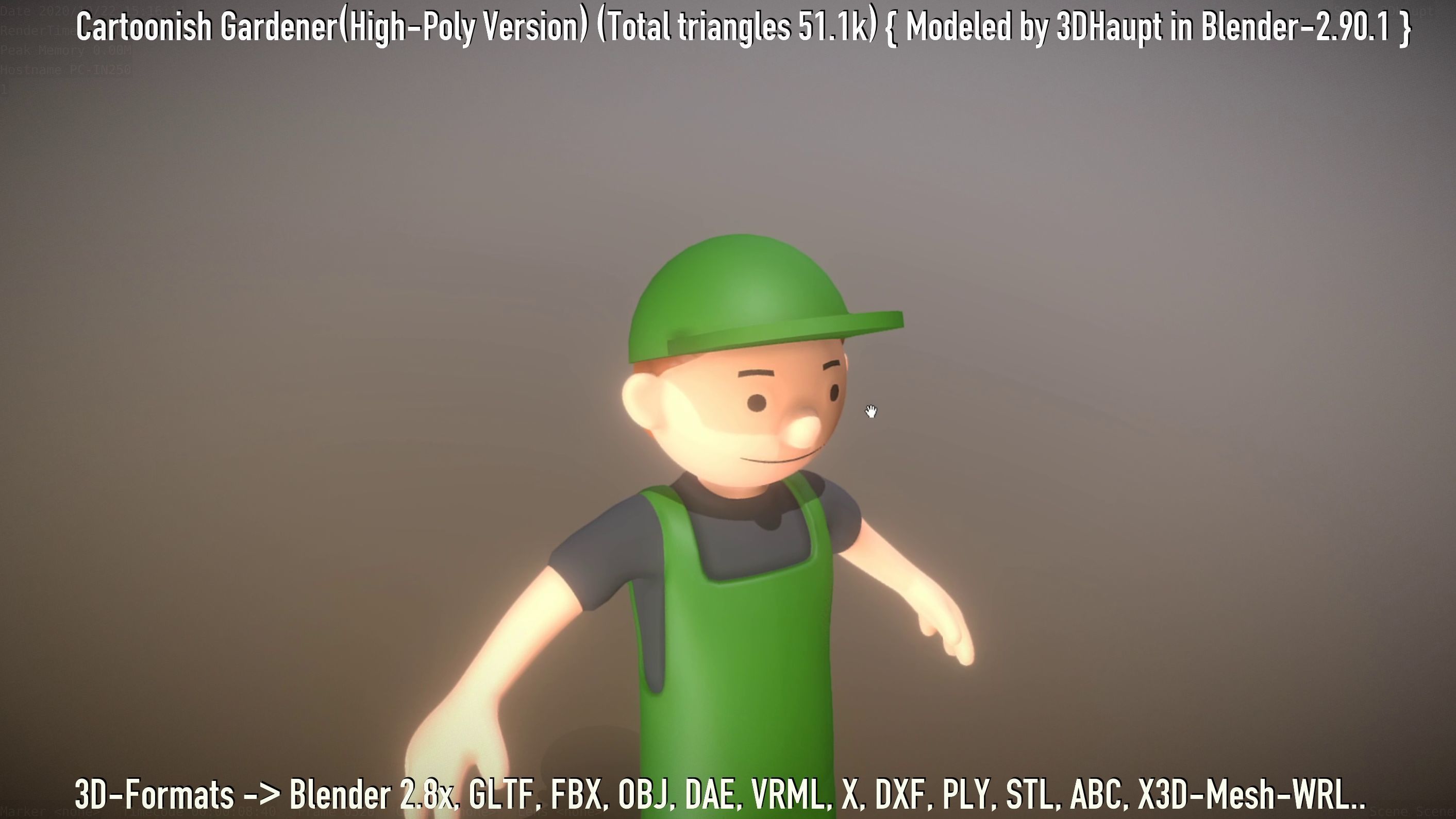 Cartoonish Gardener High-Poly Version Not Rigged 3D model_34