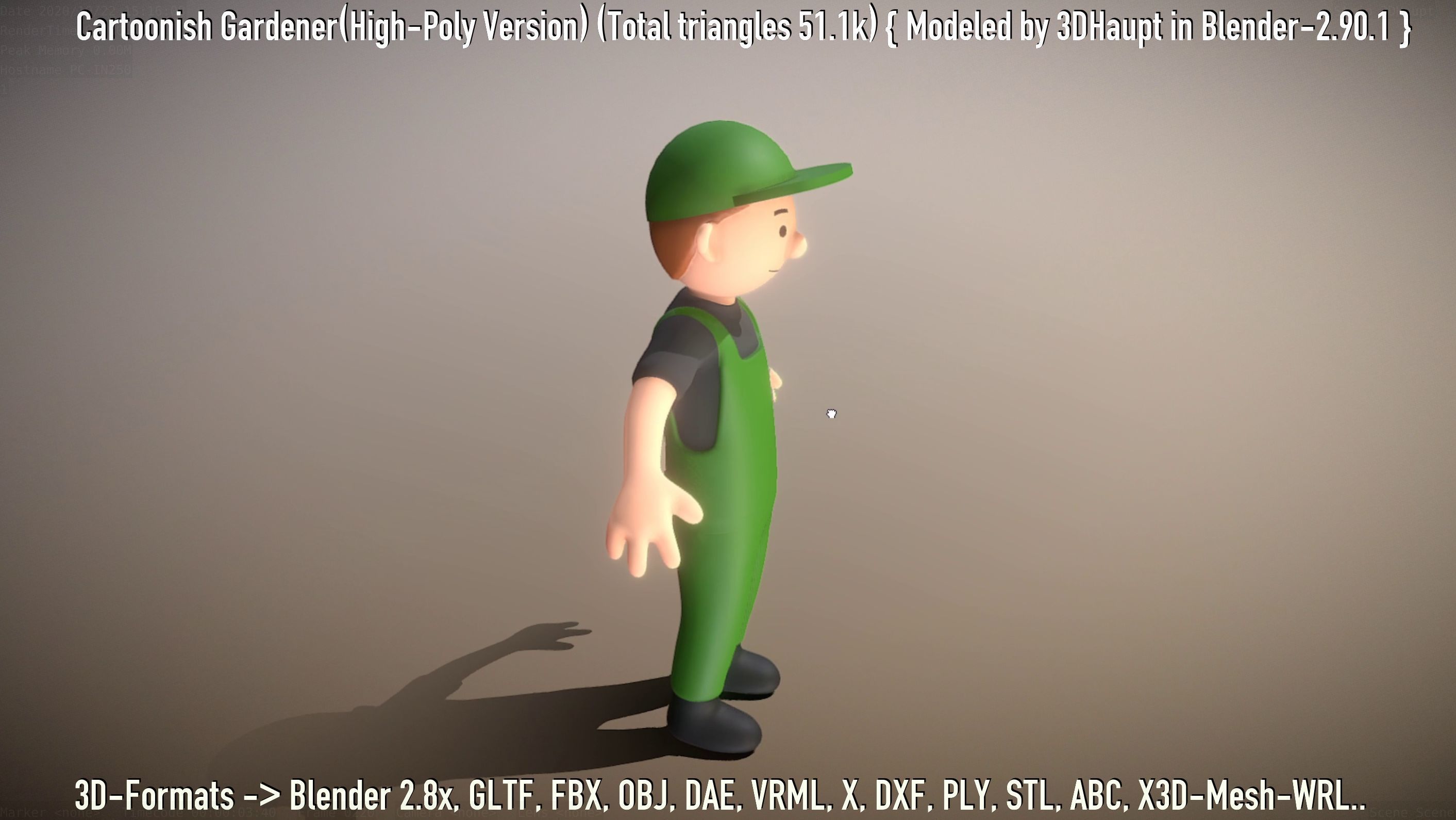 Cartoonish Gardener High-Poly Version Not Rigged 3D model_31
