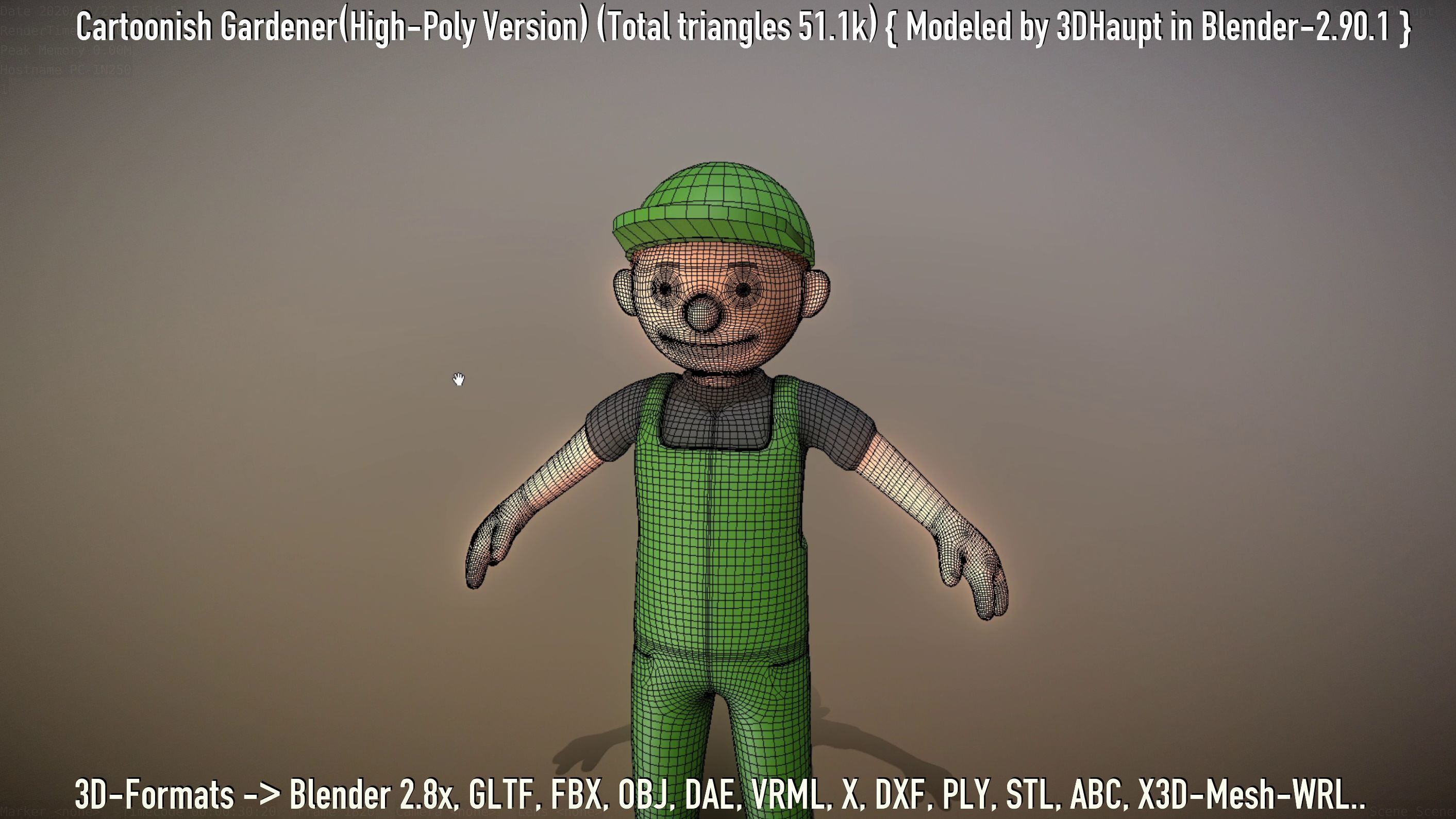 Cartoonish Gardener High-Poly Version Not Rigged 3D model_58