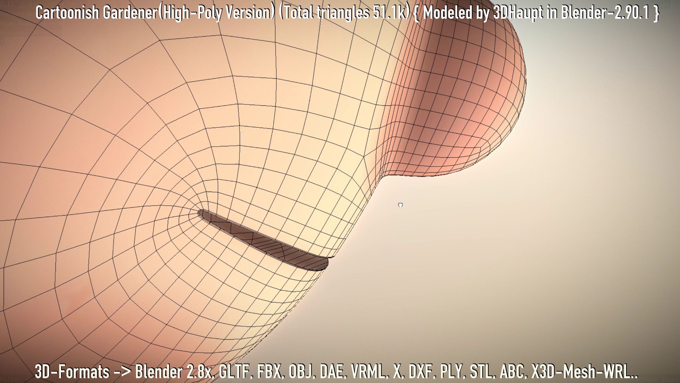 Cartoonish Gardener High-Poly Version Not Rigged 3D model_14